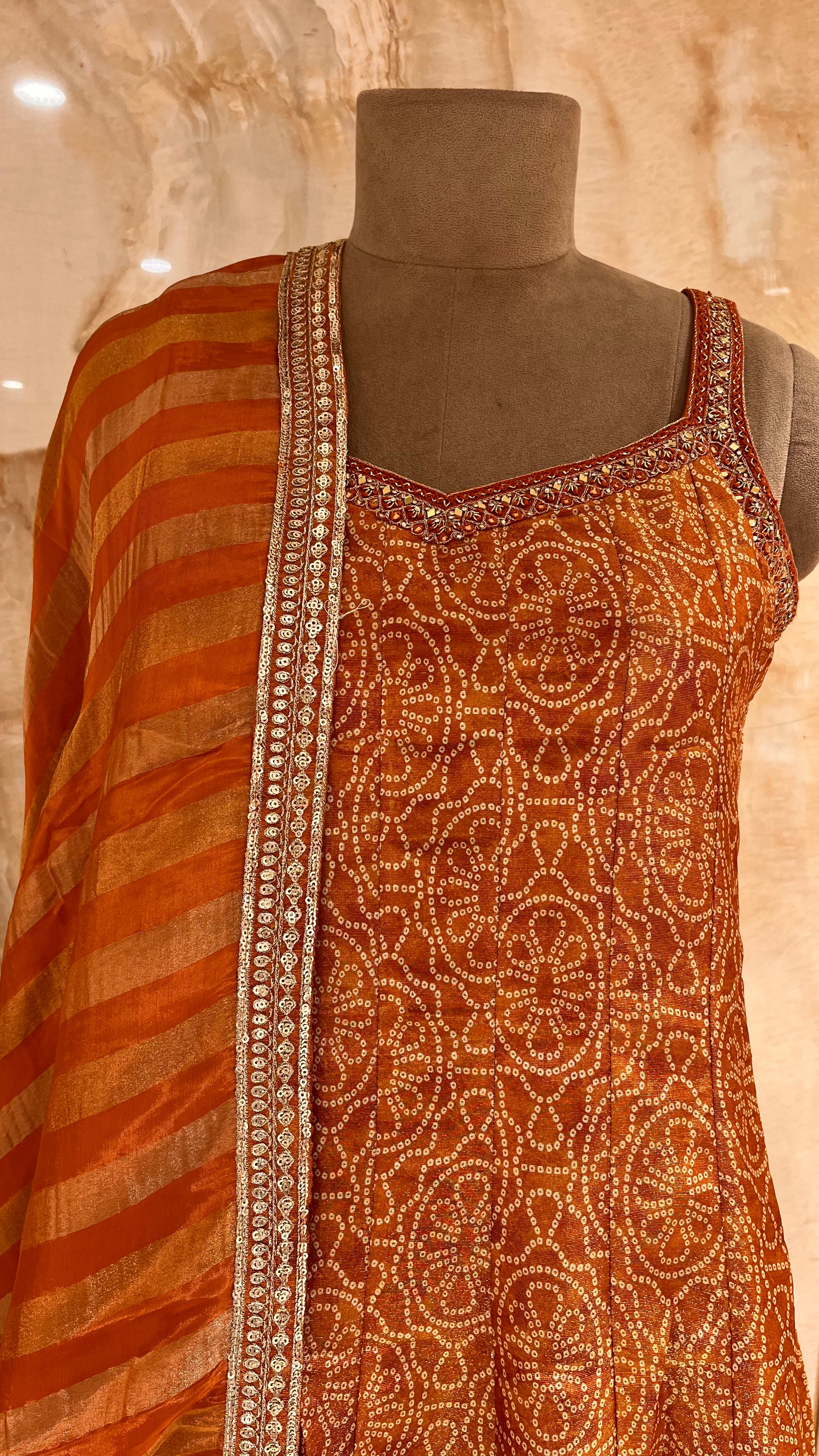 ROYAL ORANGE EMBROIDERED ANARKALI SET