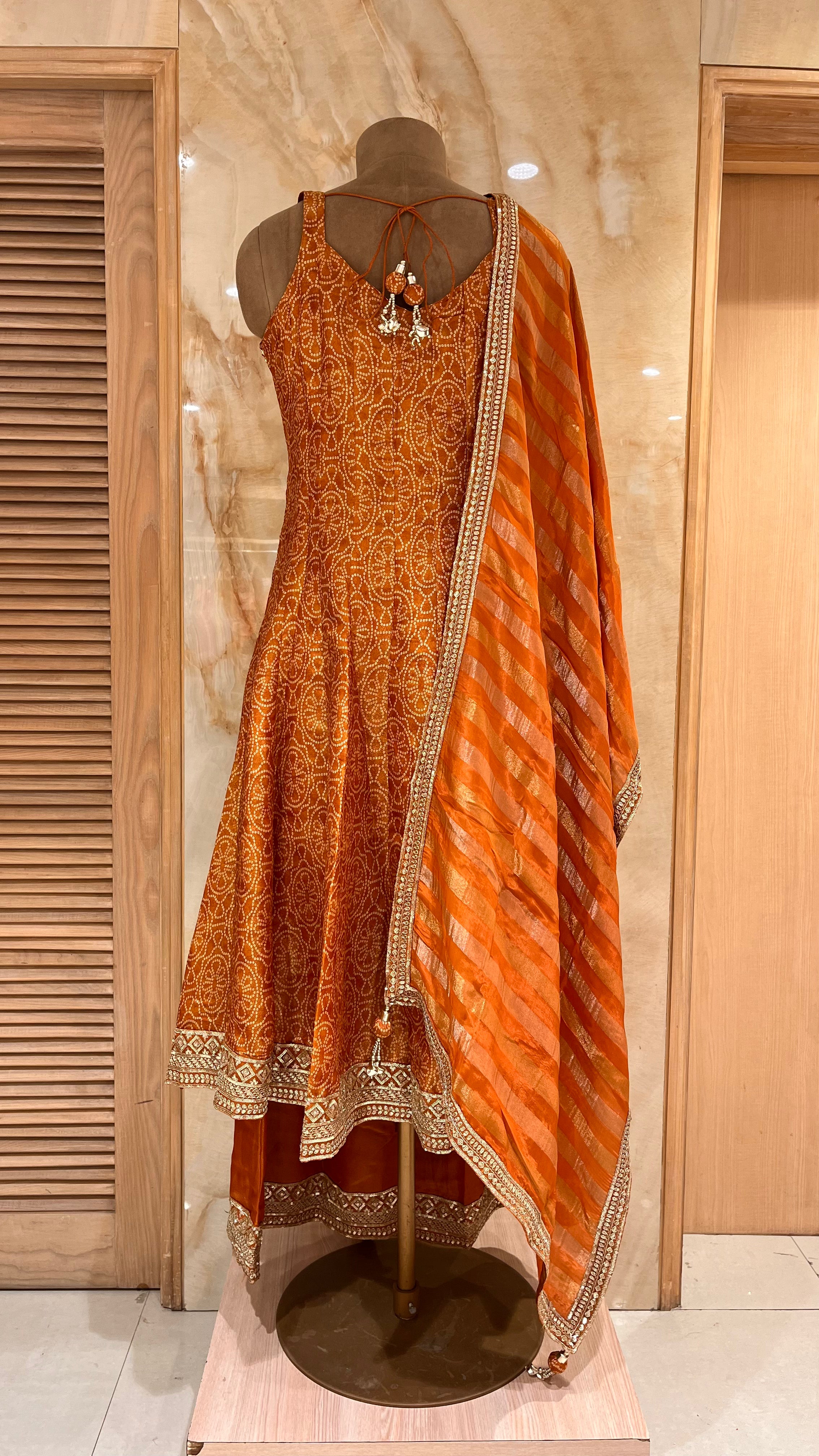 ROYAL ORANGE EMBROIDERED ANARKALI SET
