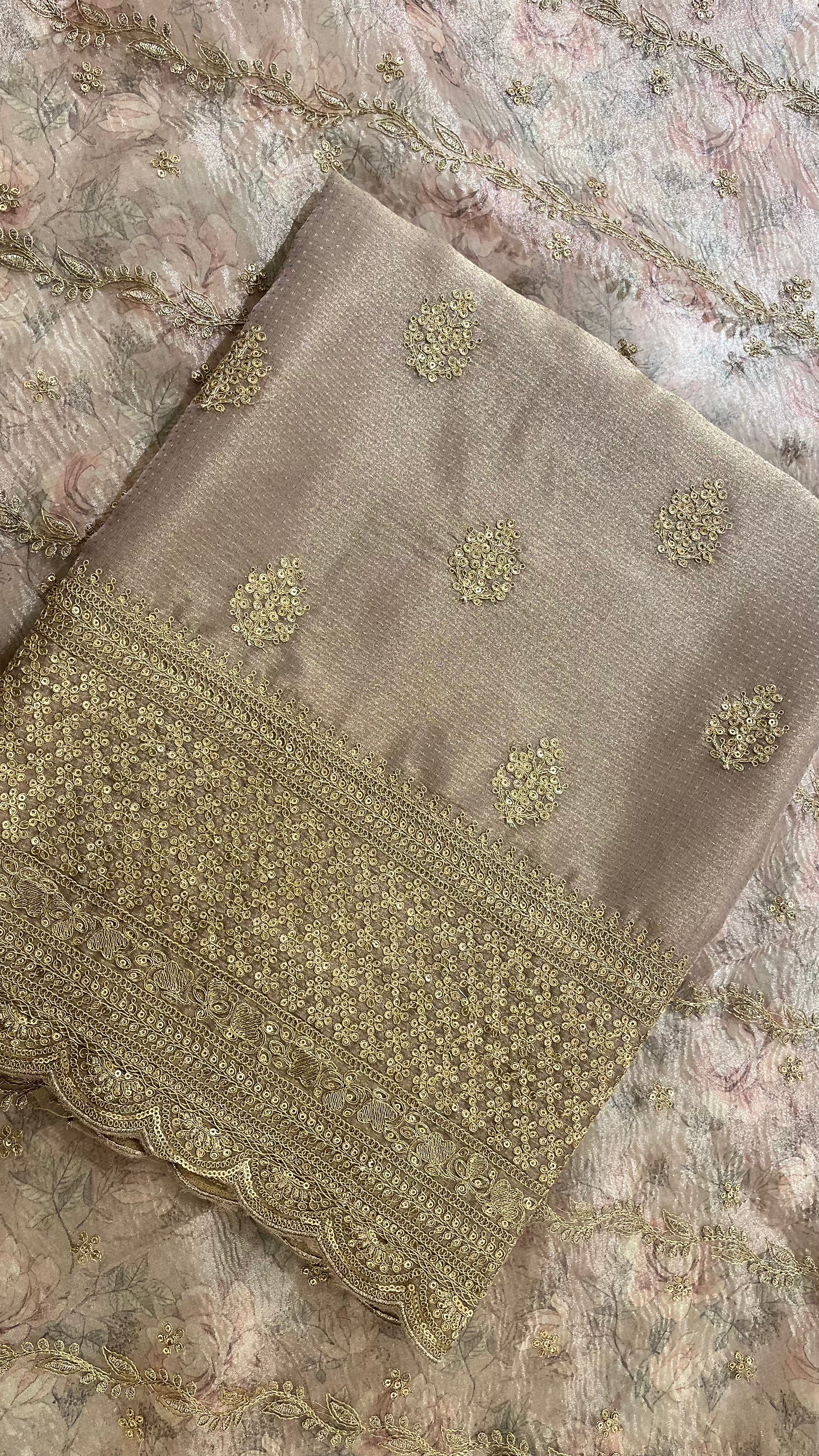 GREY EMBROIDERED UNSTITCHED SUIT