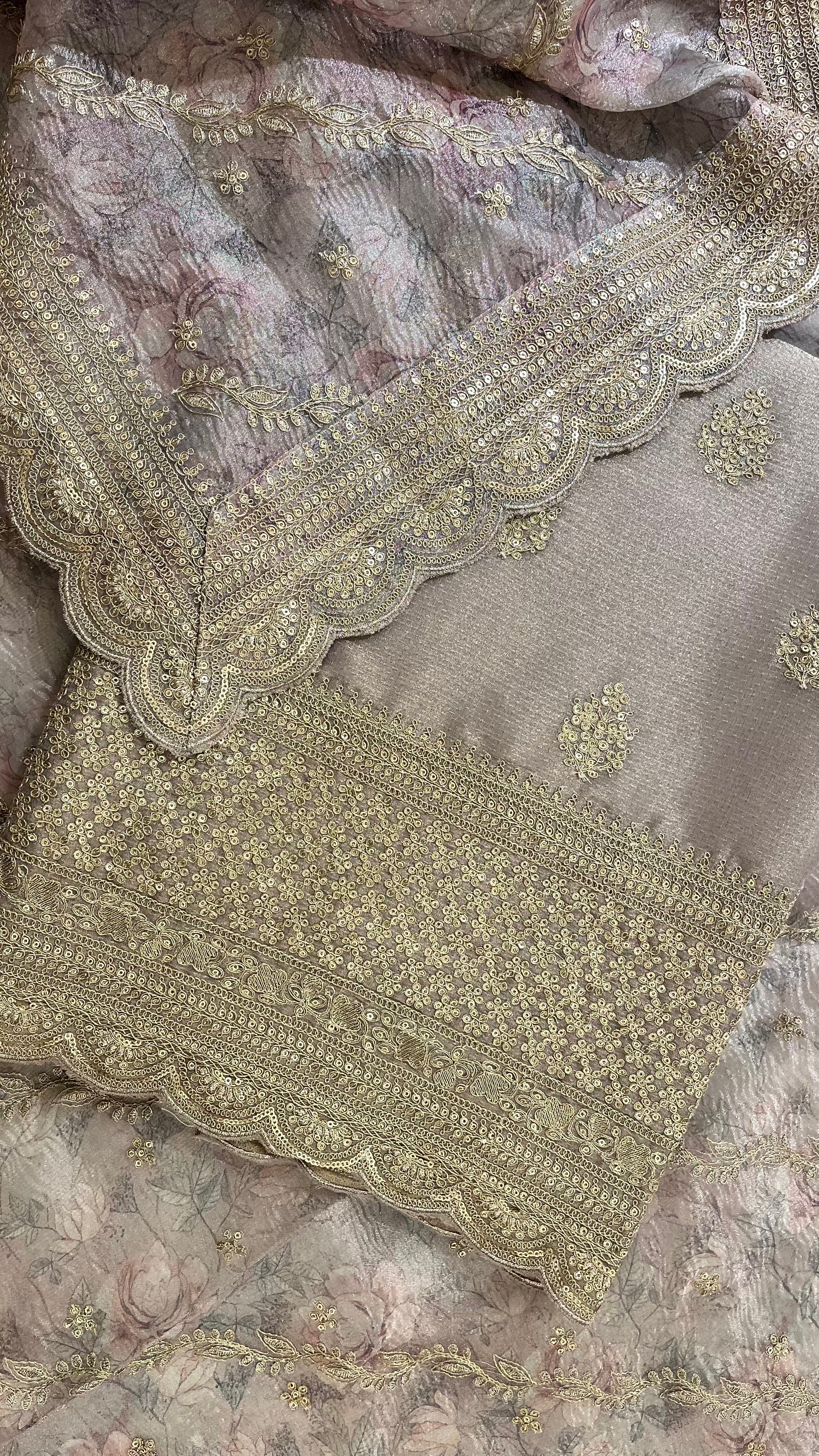 GREY EMBROIDERED UNSTITCHED SUIT