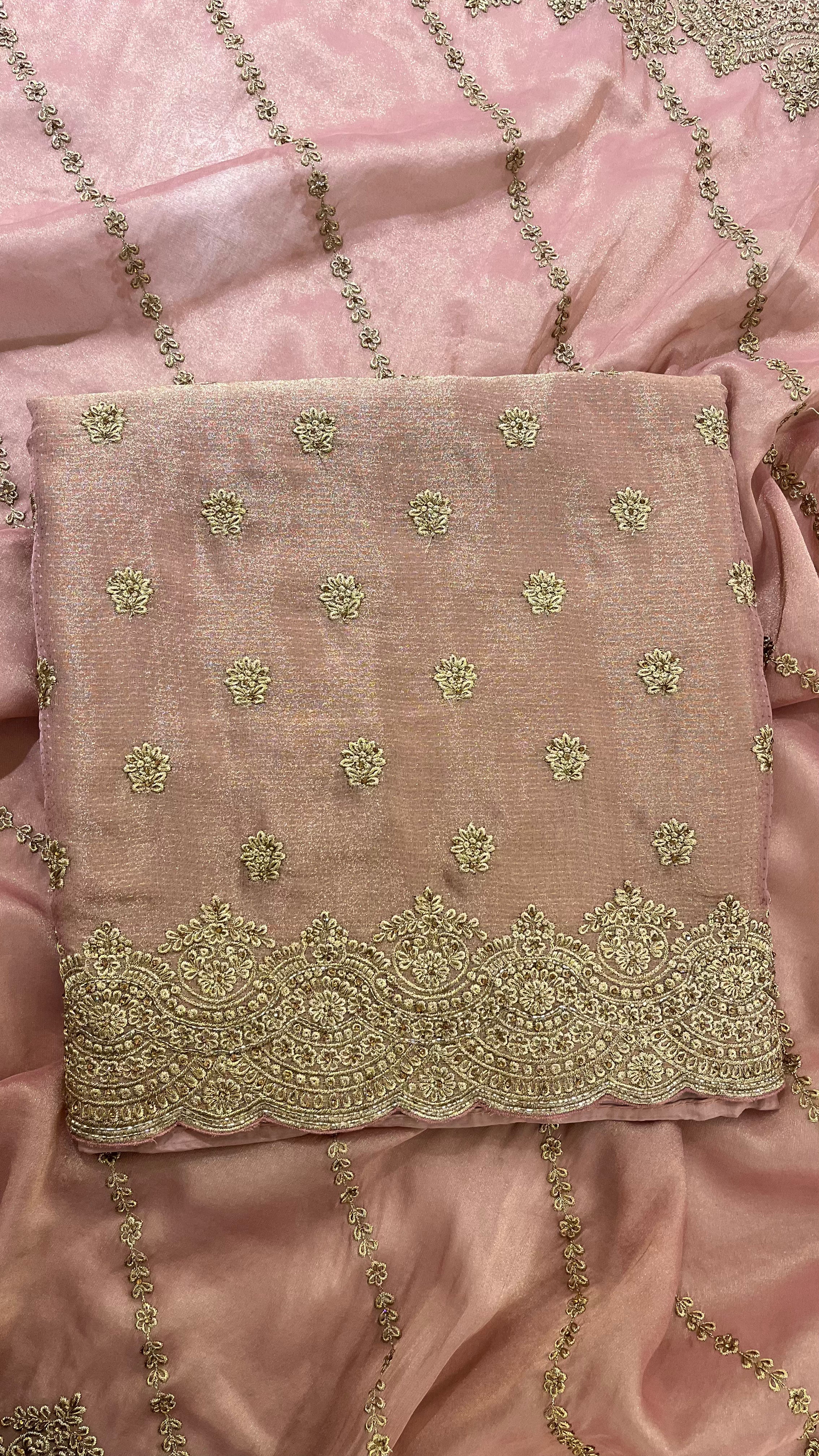 DUSTY PINK EMBROIDERED UNSTITCHED SUIT