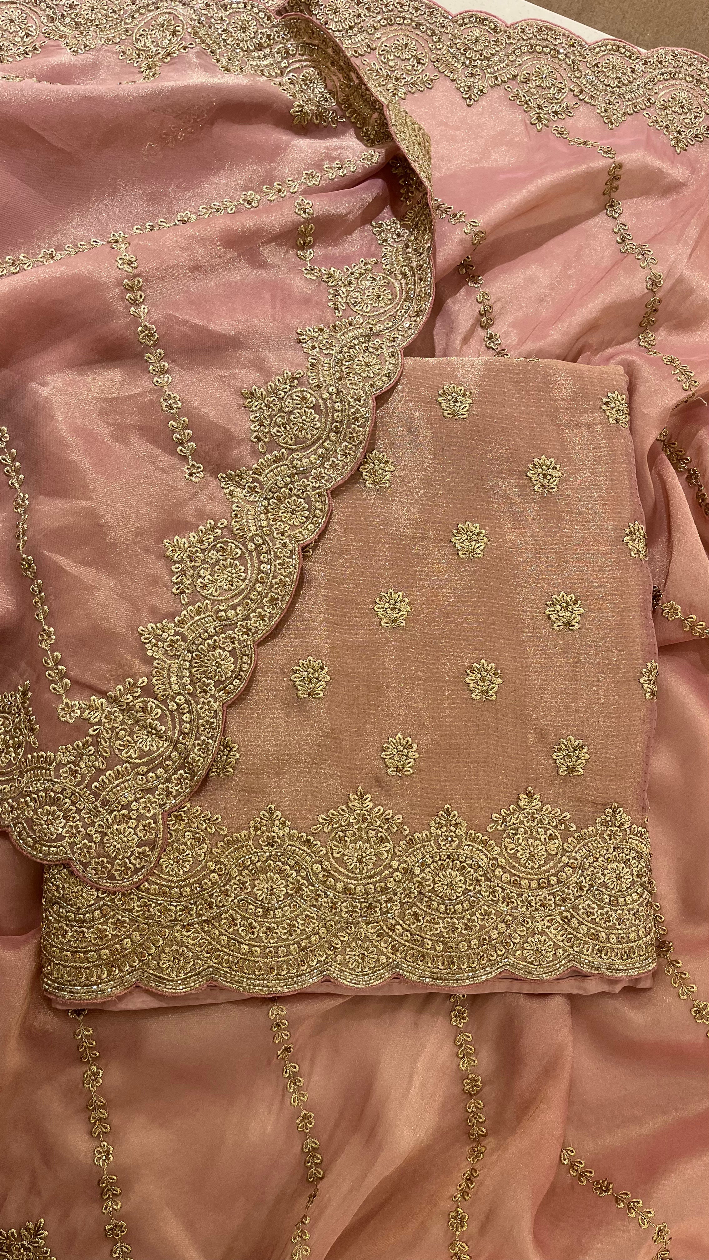 DUSTY PINK EMBROIDERED UNSTITCHED SUIT