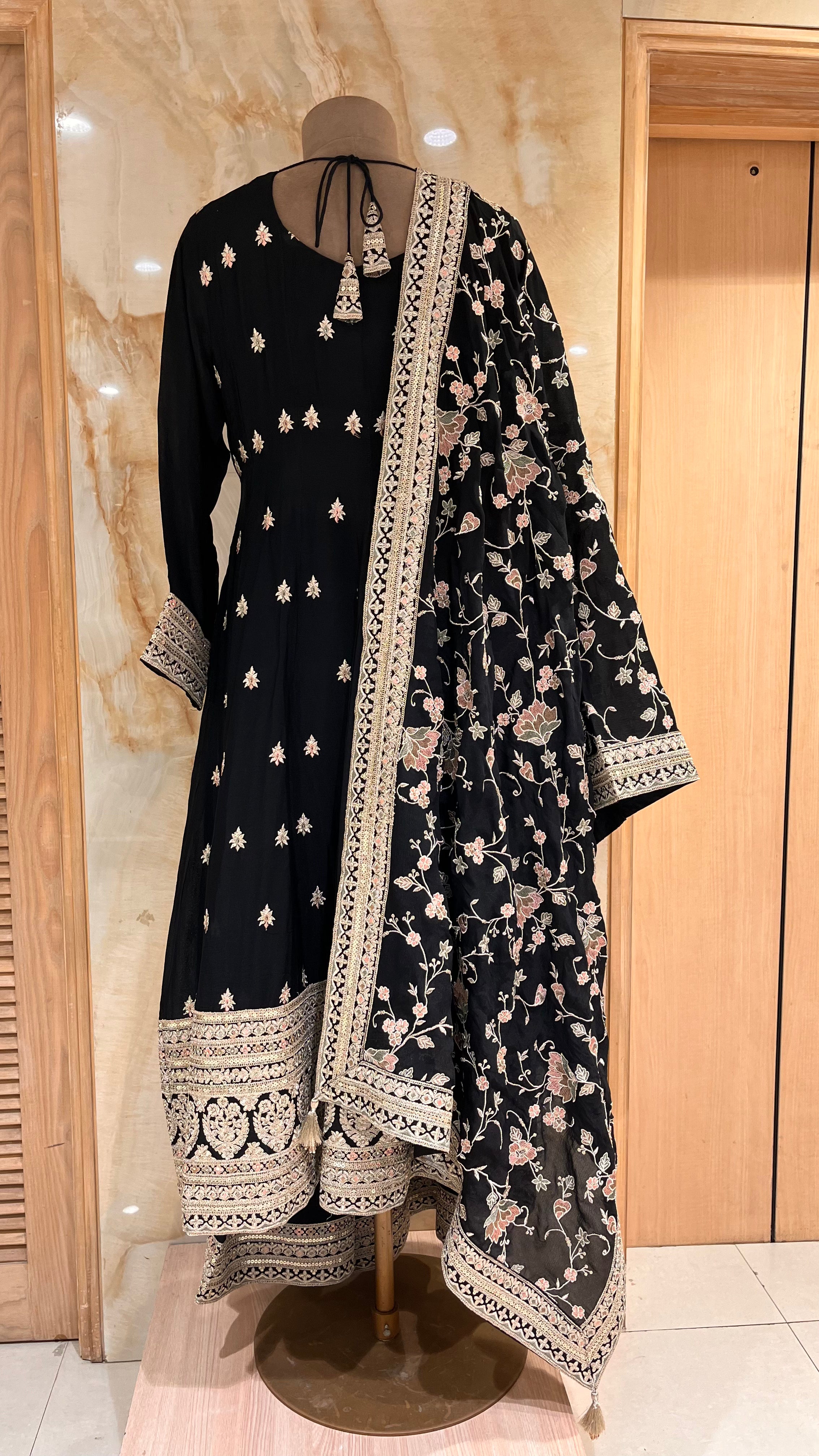 CLASSIC BLACK & GOLD EMBROIDERED READYMADE SUIT SET