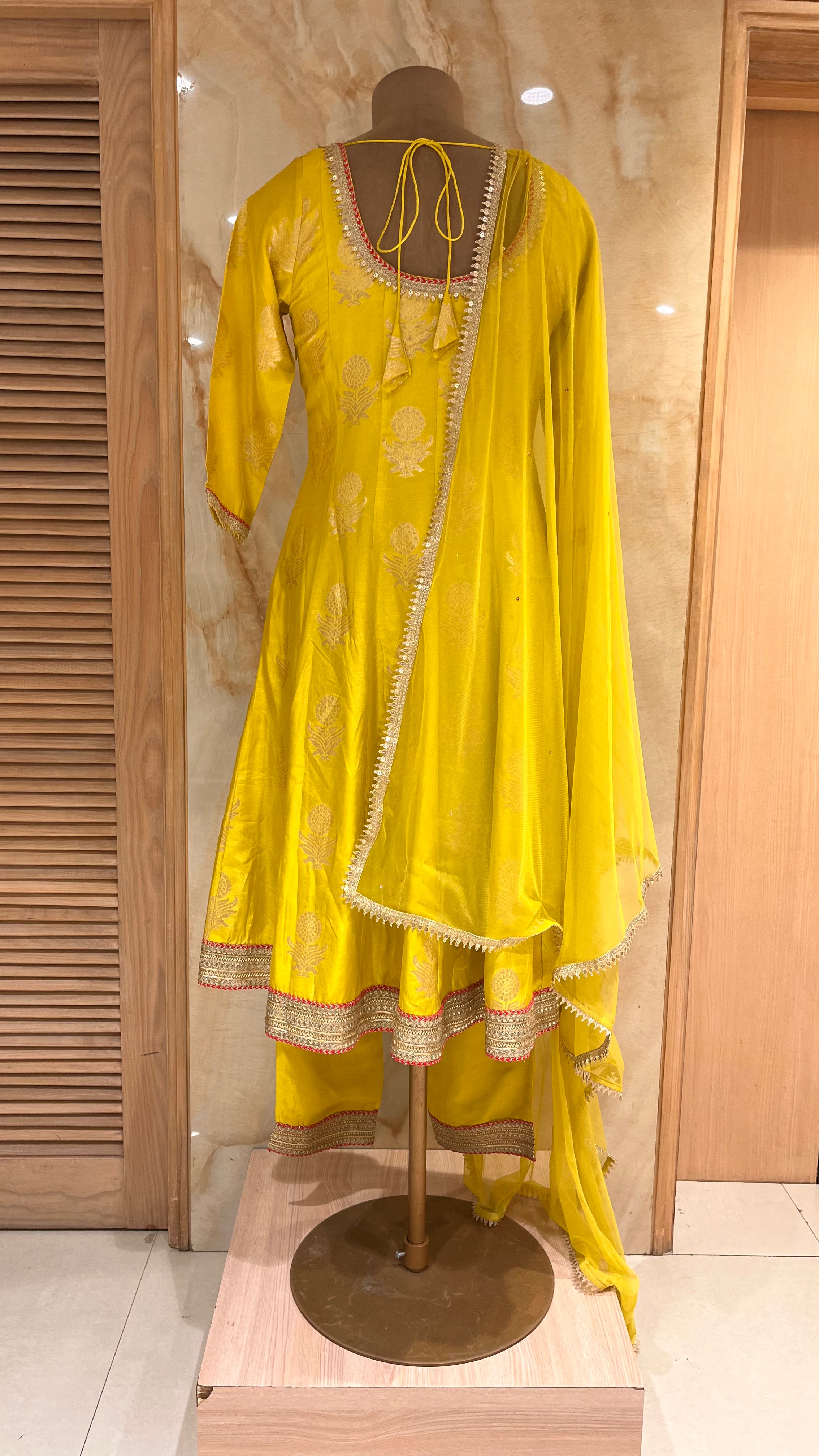 BRIGHT YELLOW & GOLD PRINTED READYMADE SUIT SET