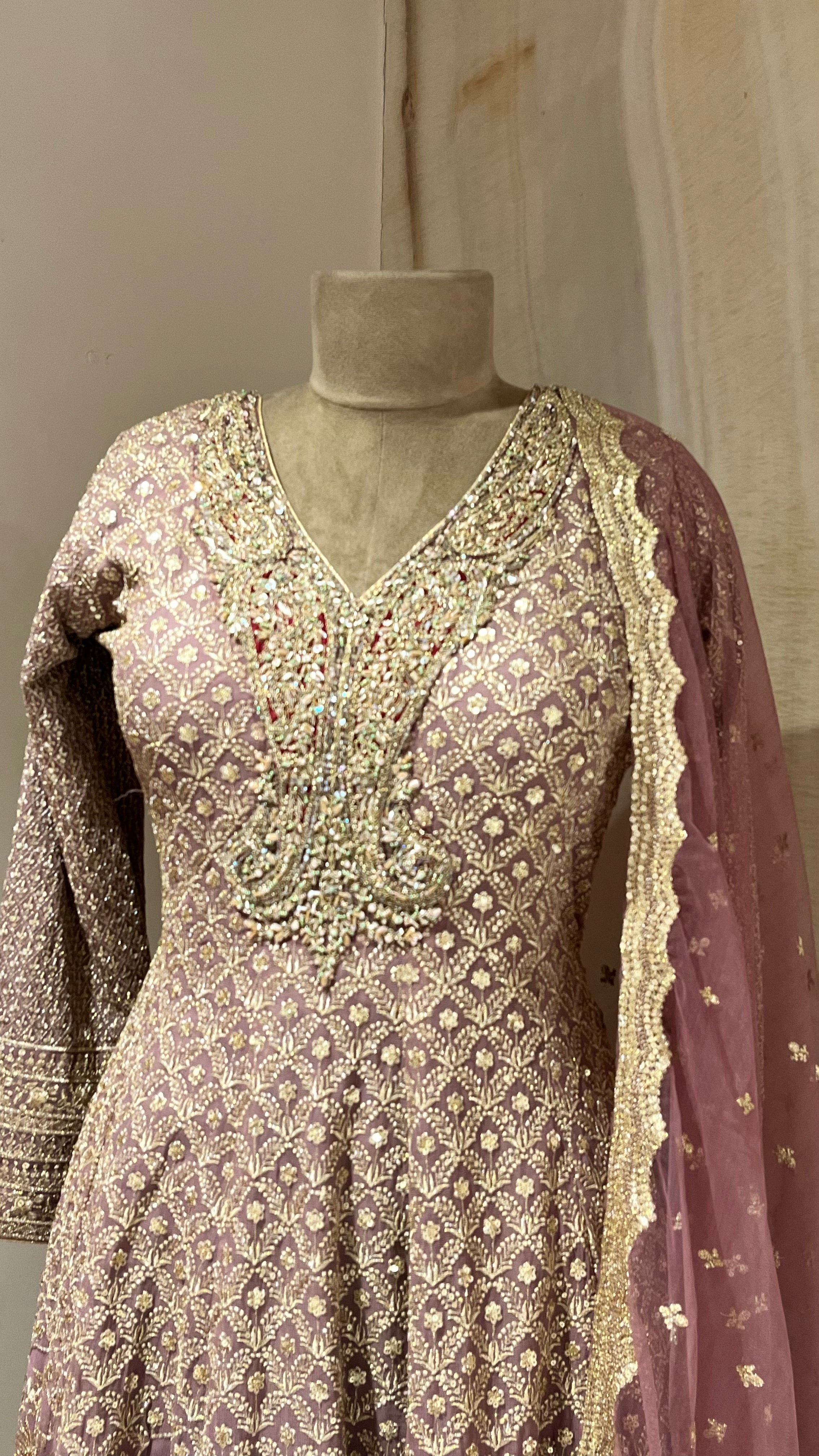MAUVE EMBROIDERED PALAZZO SUIT