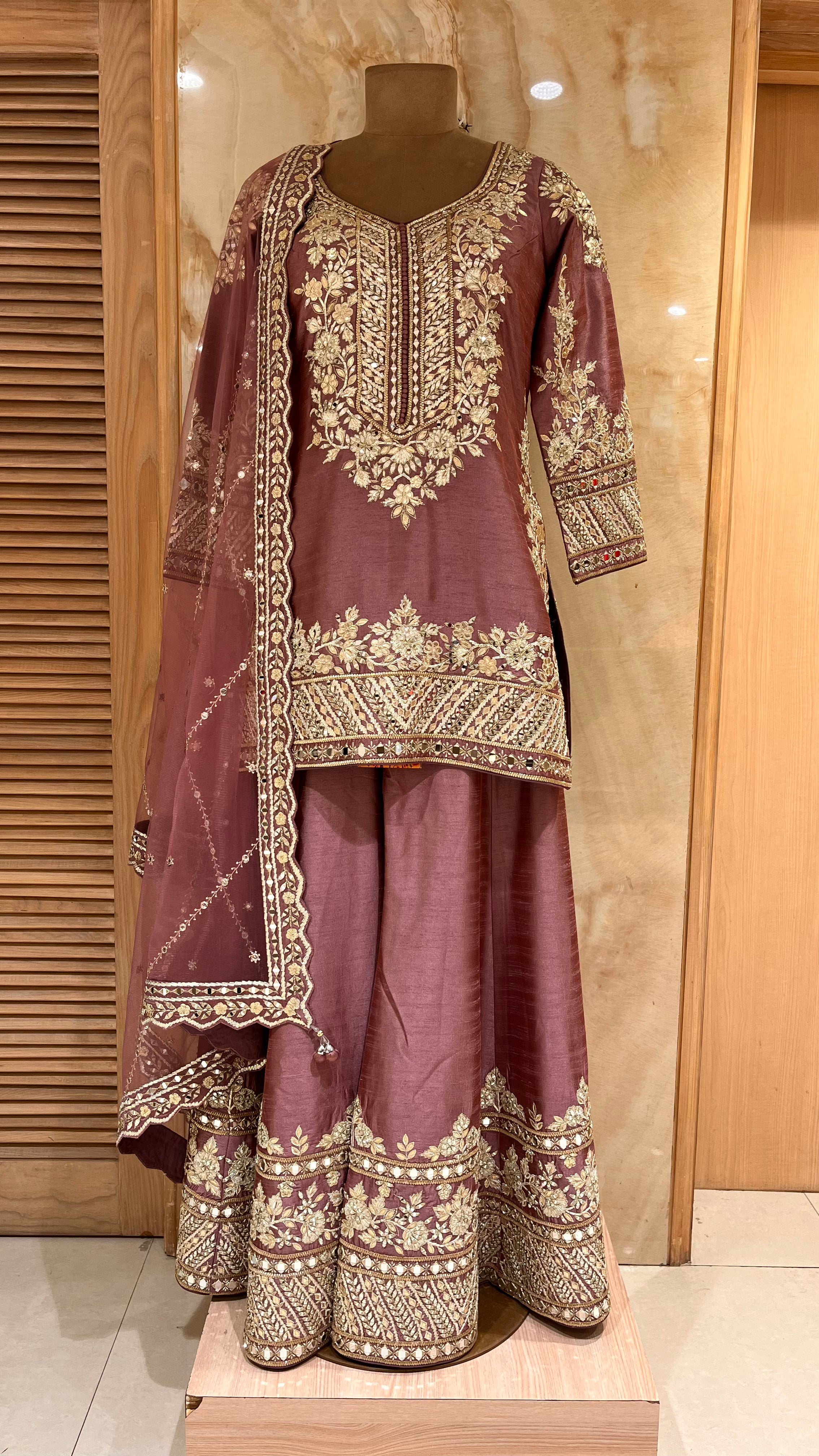 LUXURY WINE HEAVY EMBROIDERED READYMADE SHARARA SUIT WITH DUPATTA