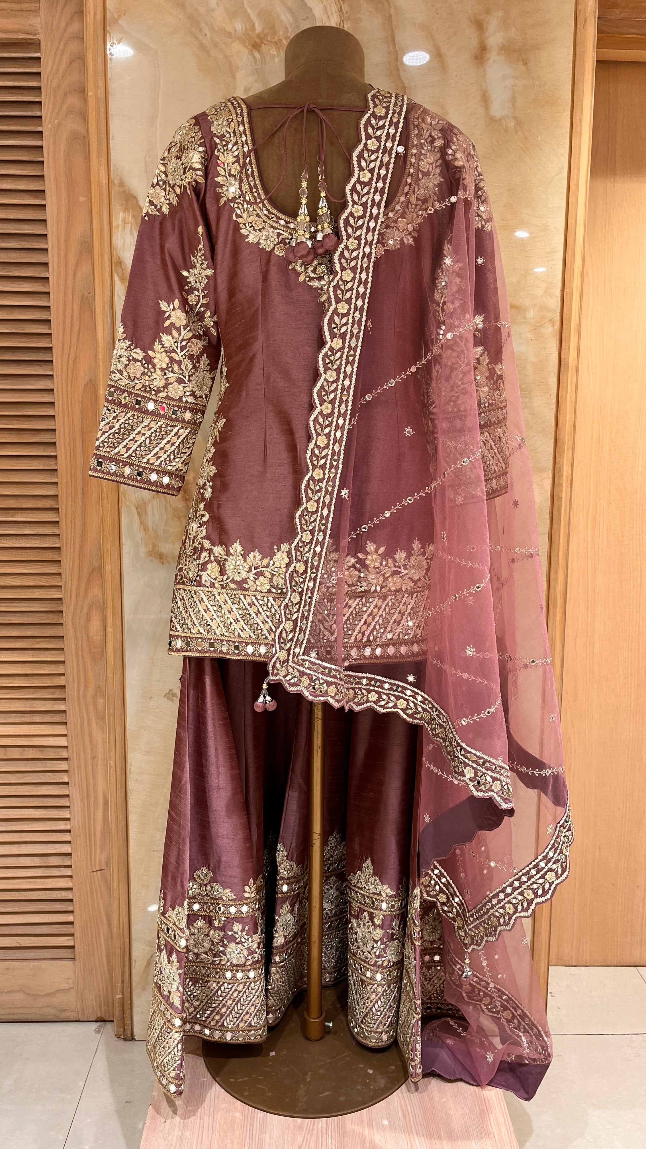 LUXURY WINE HEAVY EMBROIDERED READYMADE SHARARA SUIT WITH DUPATTA