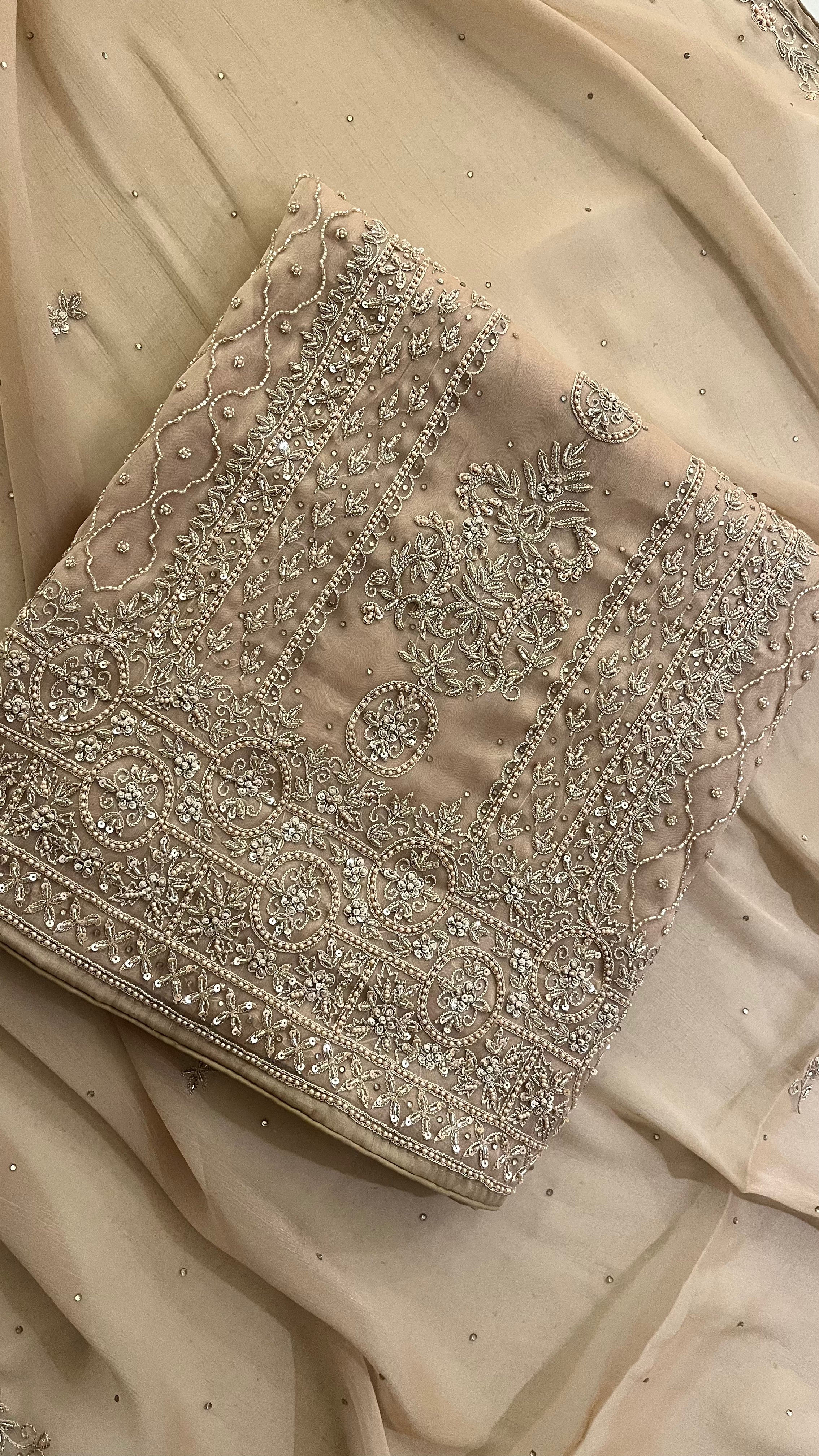 BEIGE EMBROIDERED UNSTITCHED SUIT