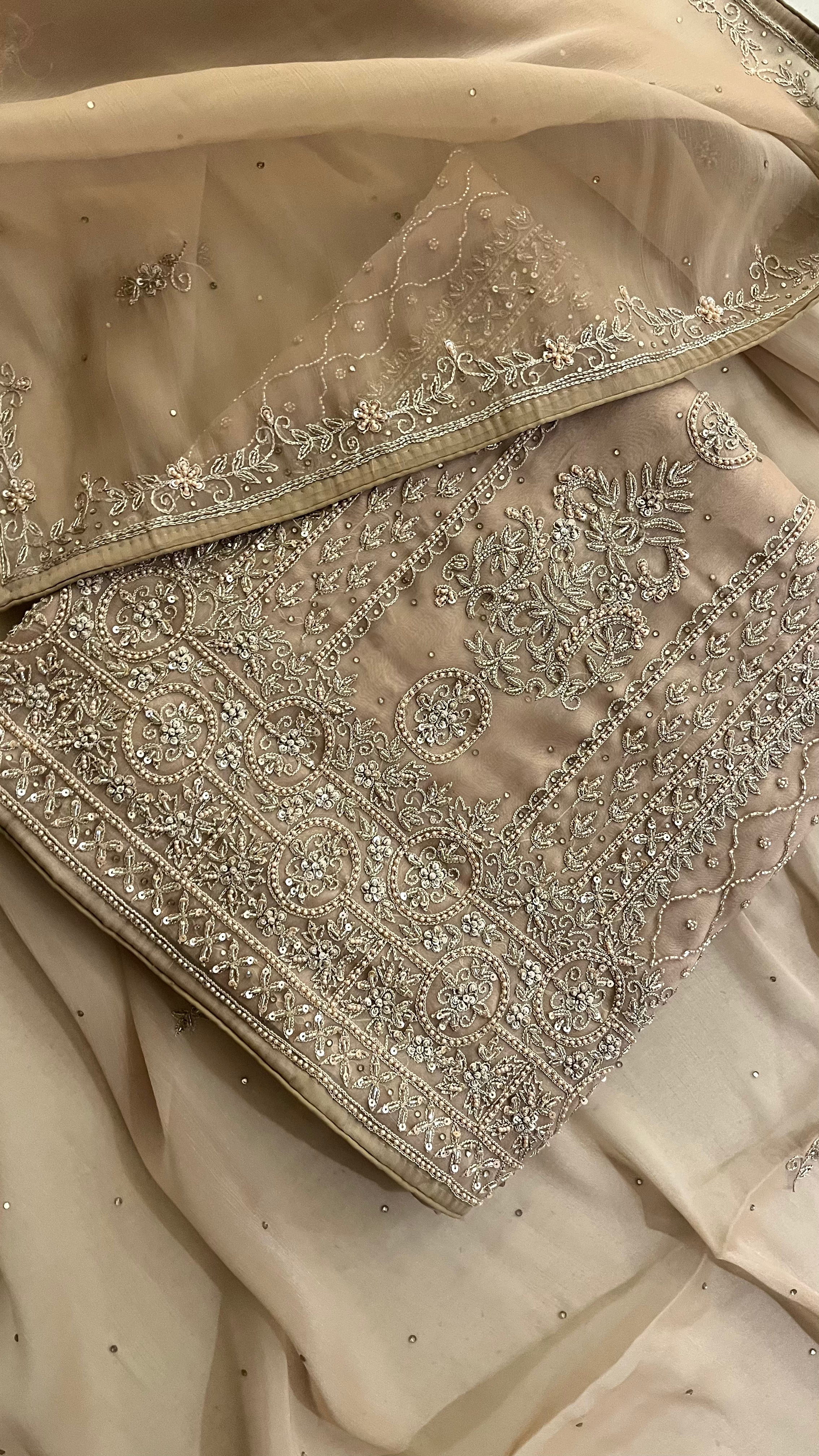 BEIGE EMBROIDERED UNSTITCHED SUIT
