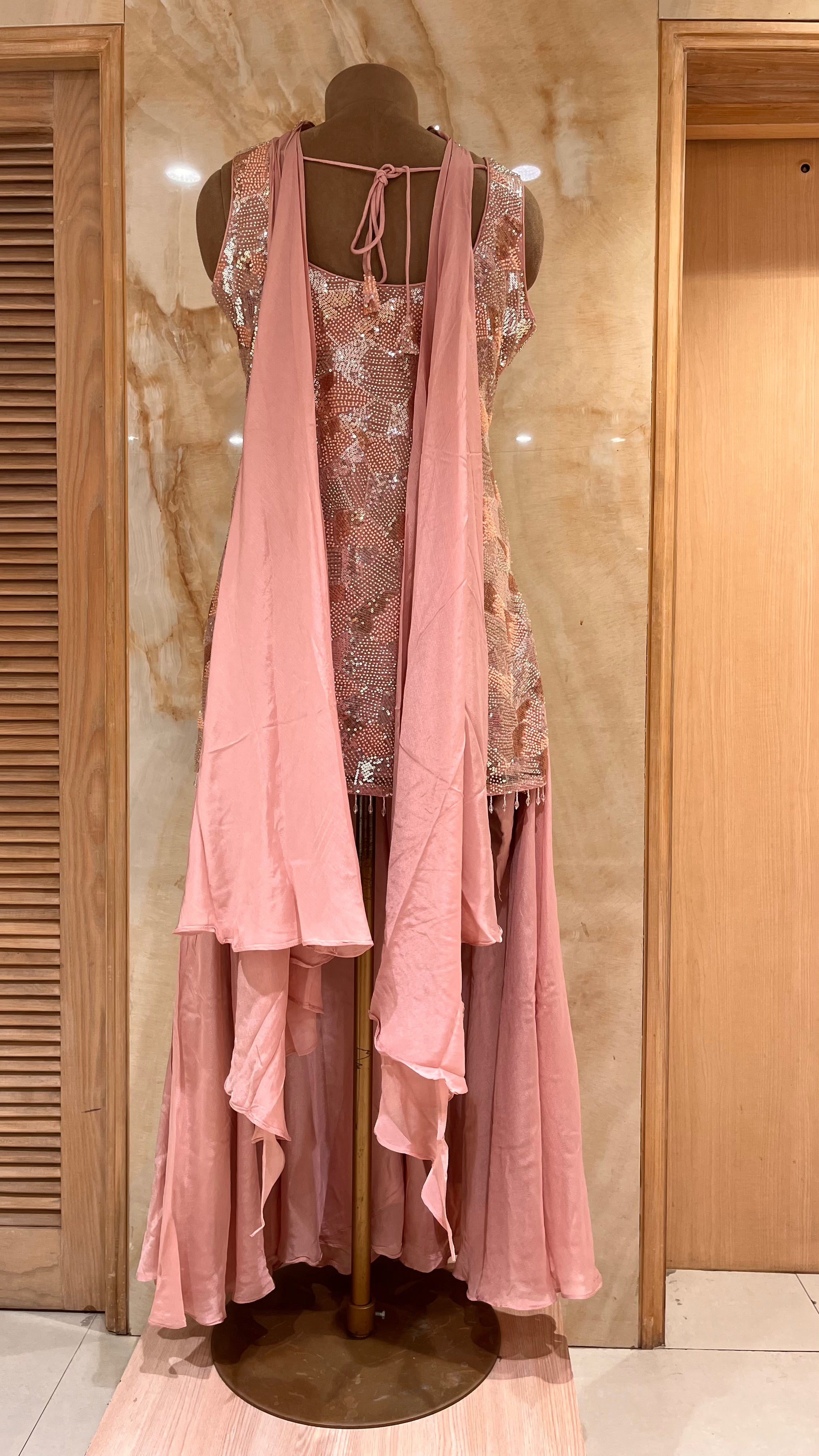 ELEGANT PINK SEQUIN WORK READYMADE SHARARA SUIT FOR WOMEN