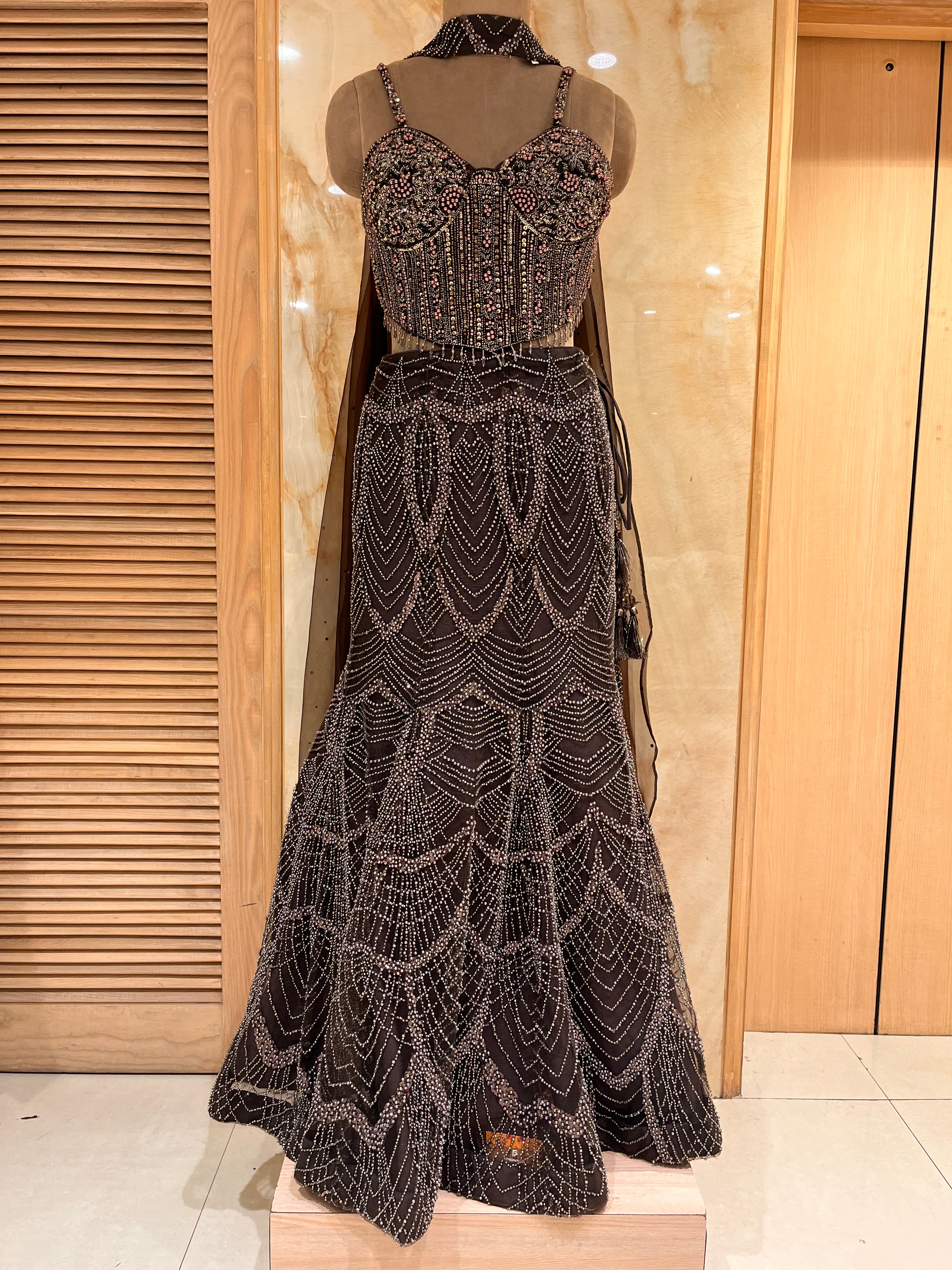 BLACK HEAVY SEQUIN EMBELLISHED DESIGNER LEHENGA SET