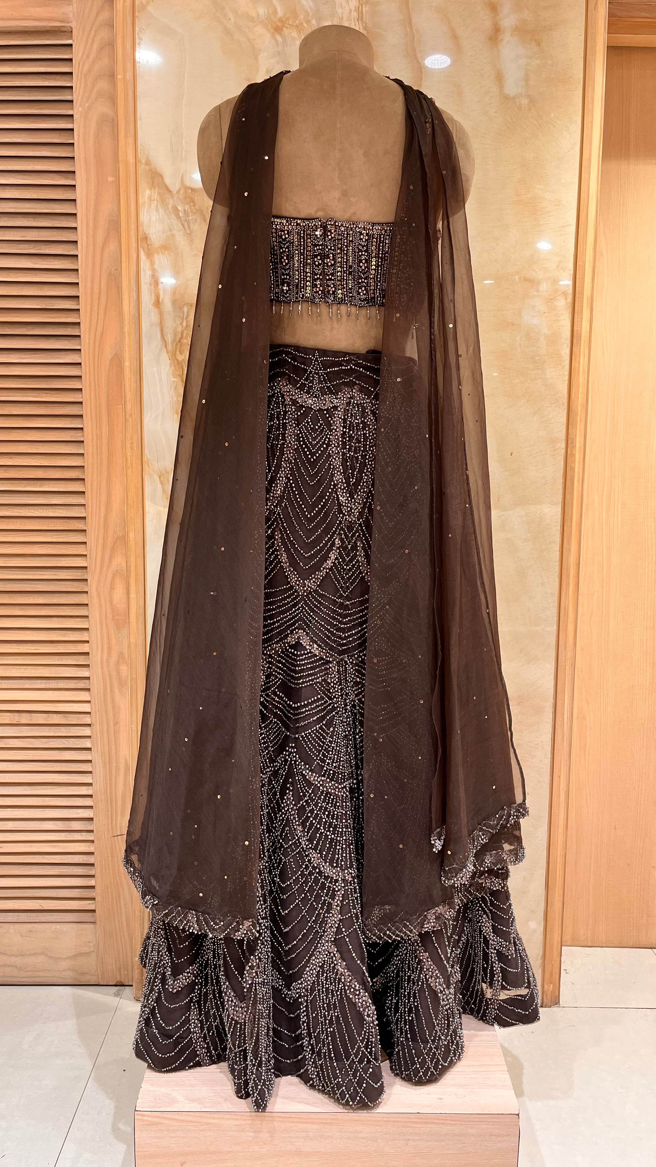 BLACK HEAVY SEQUIN EMBELLISHED DESIGNER LEHENGA SET