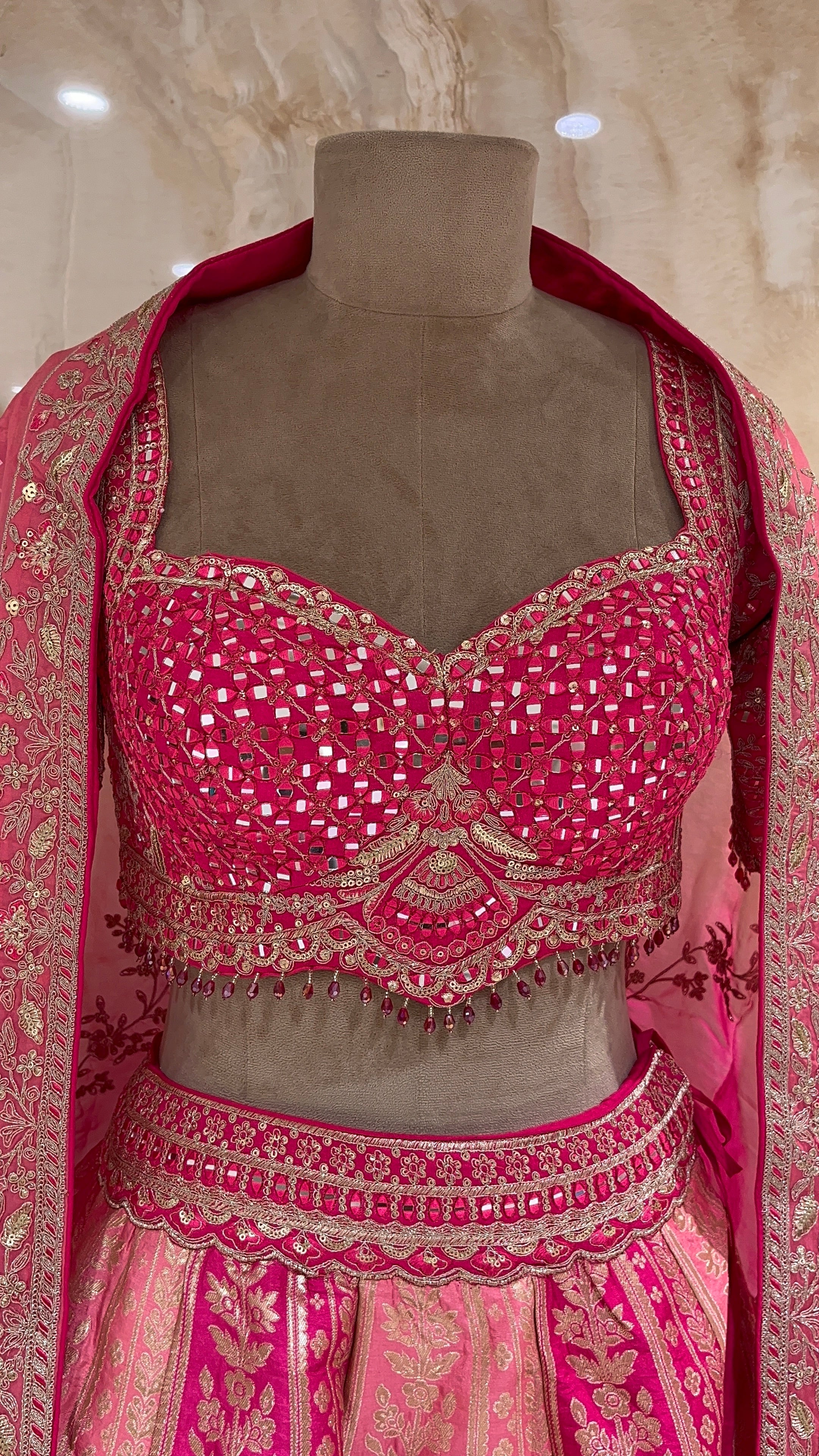 PINK & PEACH STYLE HEAVY BRIDAL LEHENGA SET