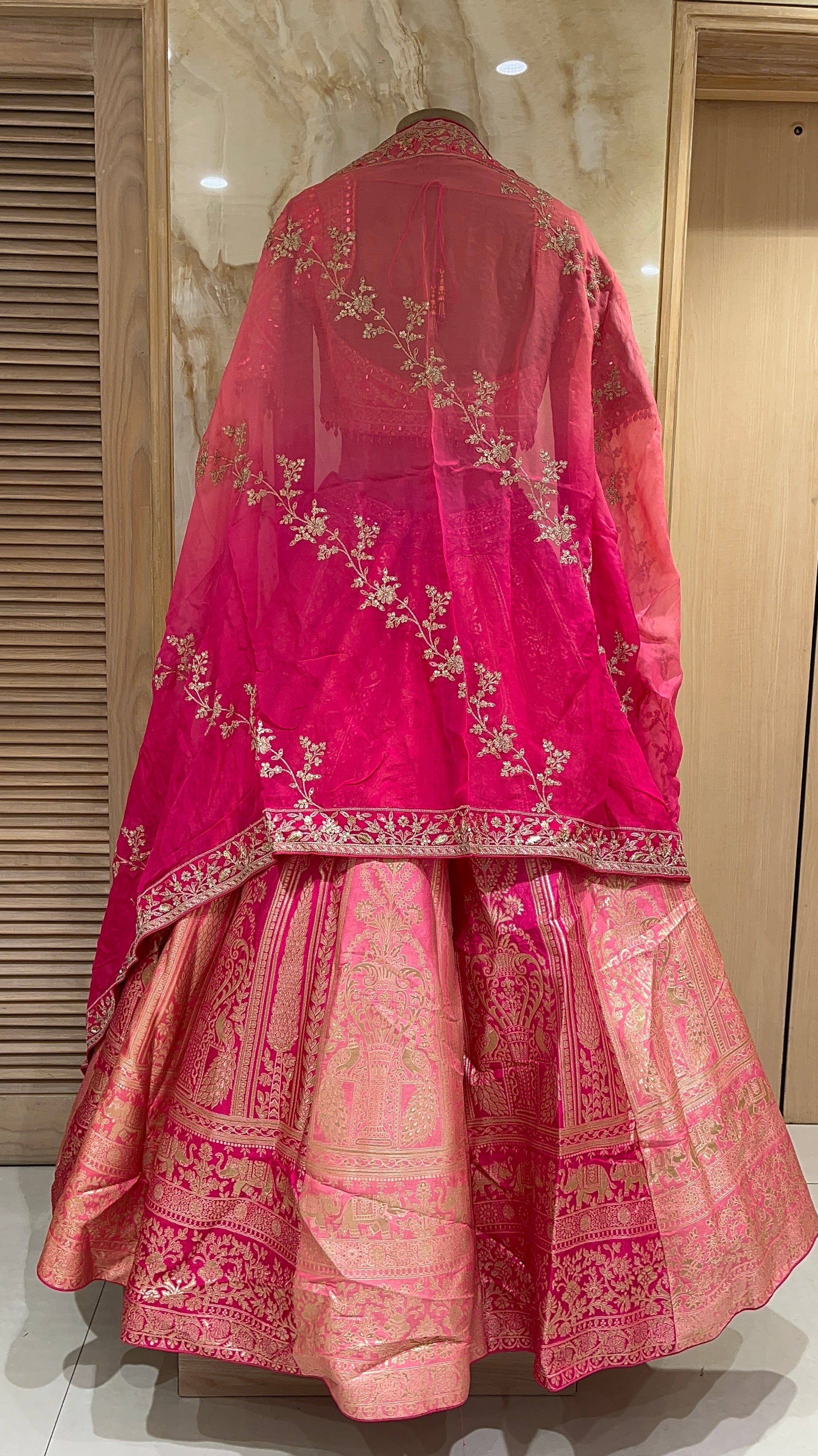 PINK & PEACH STYLE HEAVY BRIDAL LEHENGA SET