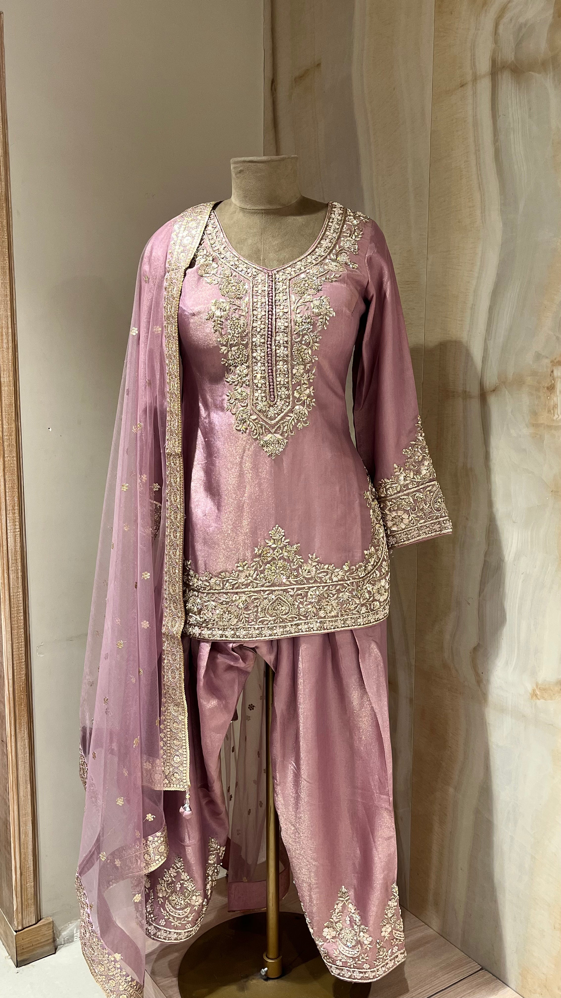 DUSTY PINK EMBROIDERED PATIALA SUIT