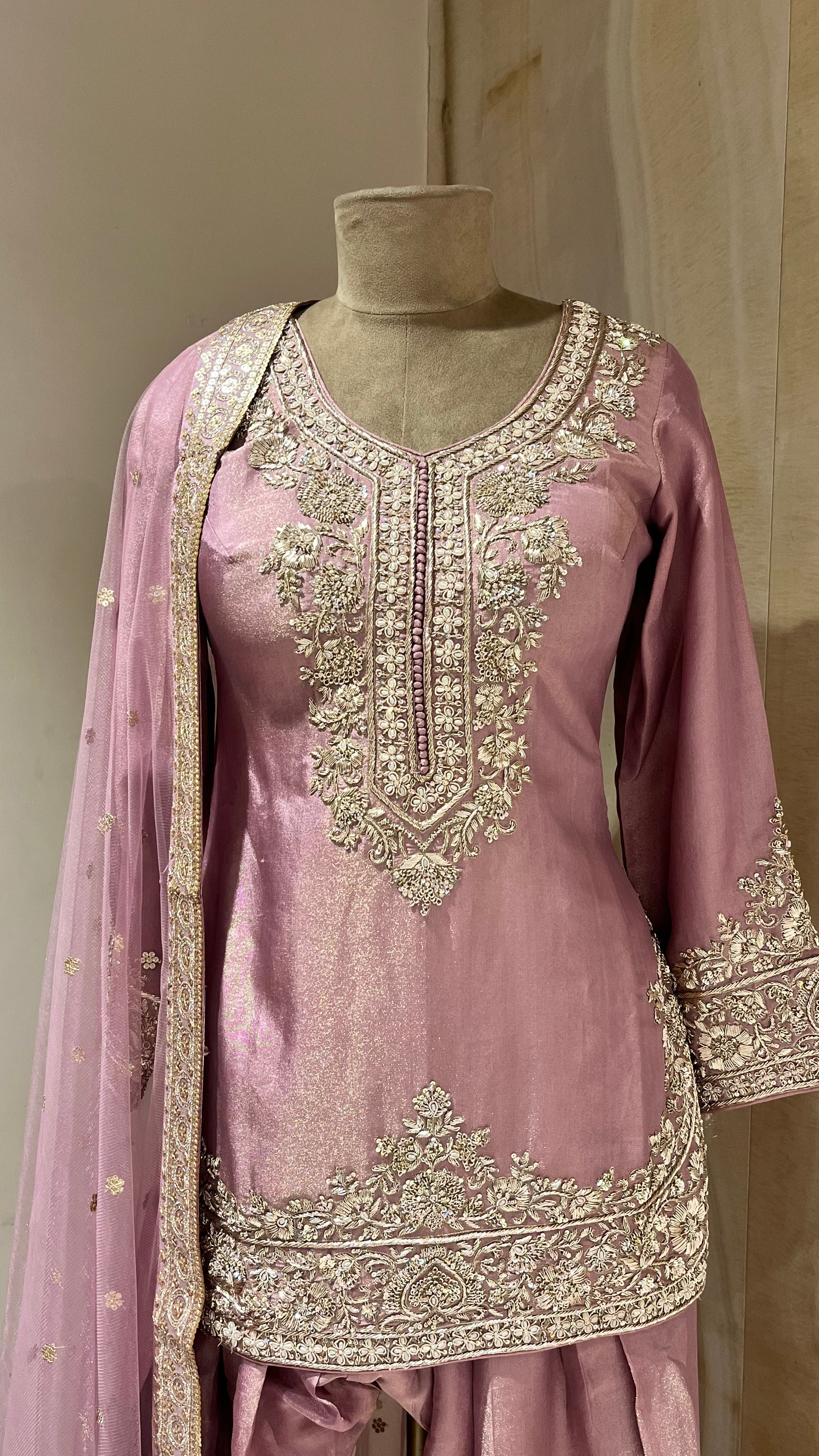 DUSTY PINK EMBROIDERED PATIALA SUIT