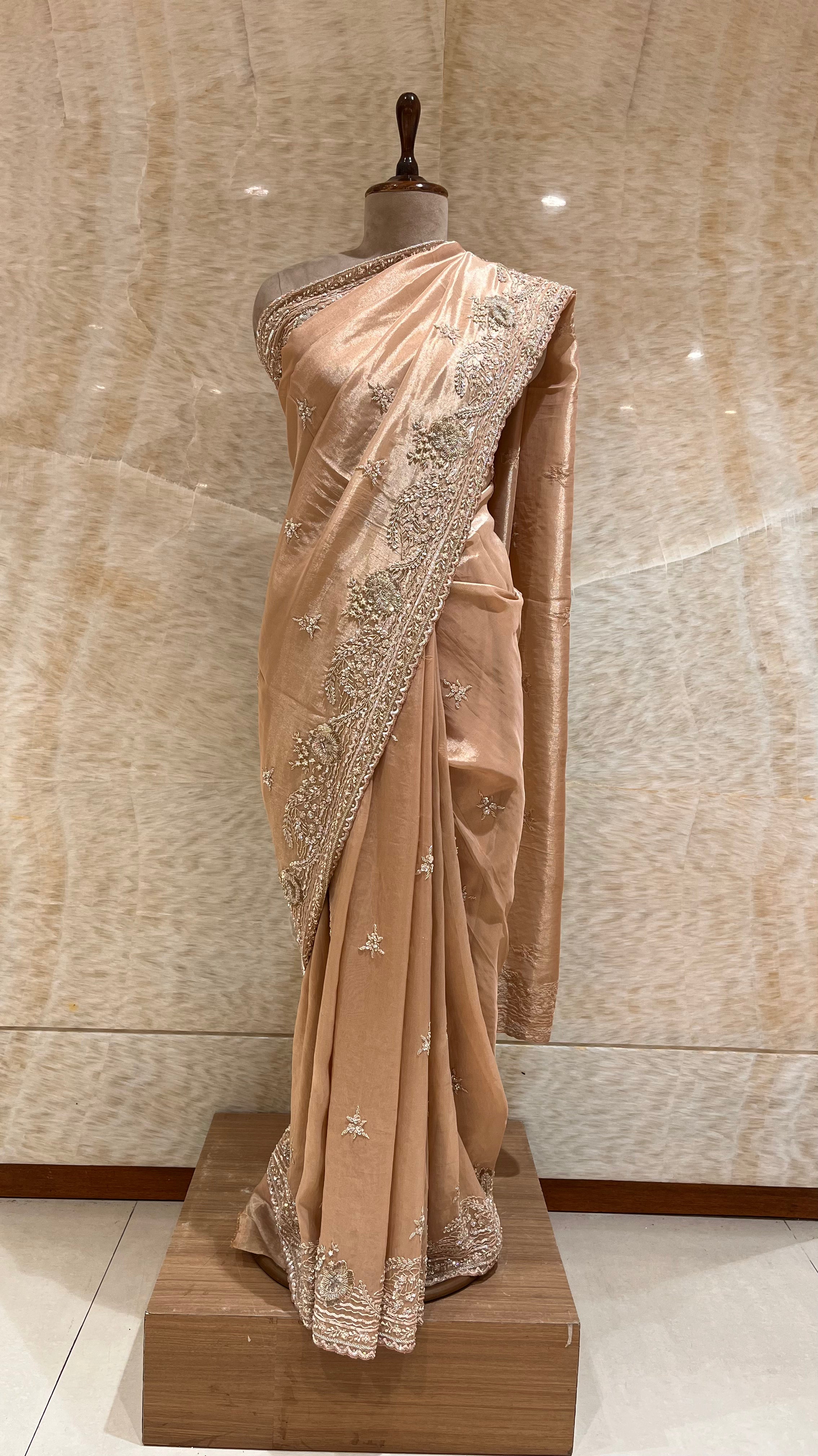 PEACH EMBROIDERED DESIGNER SAREE