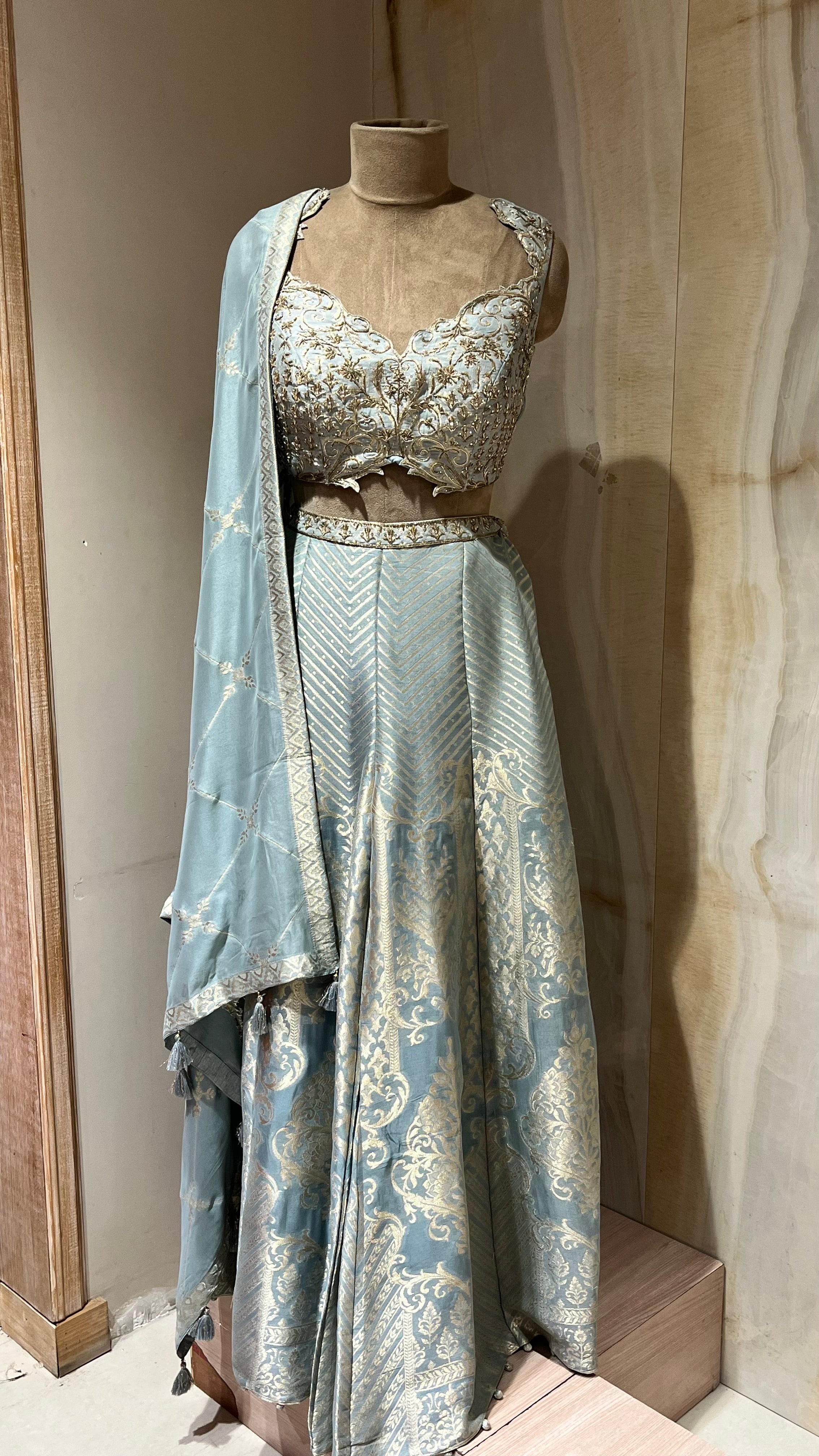 POWDER BLUE READYMADE SHARARA SUIT