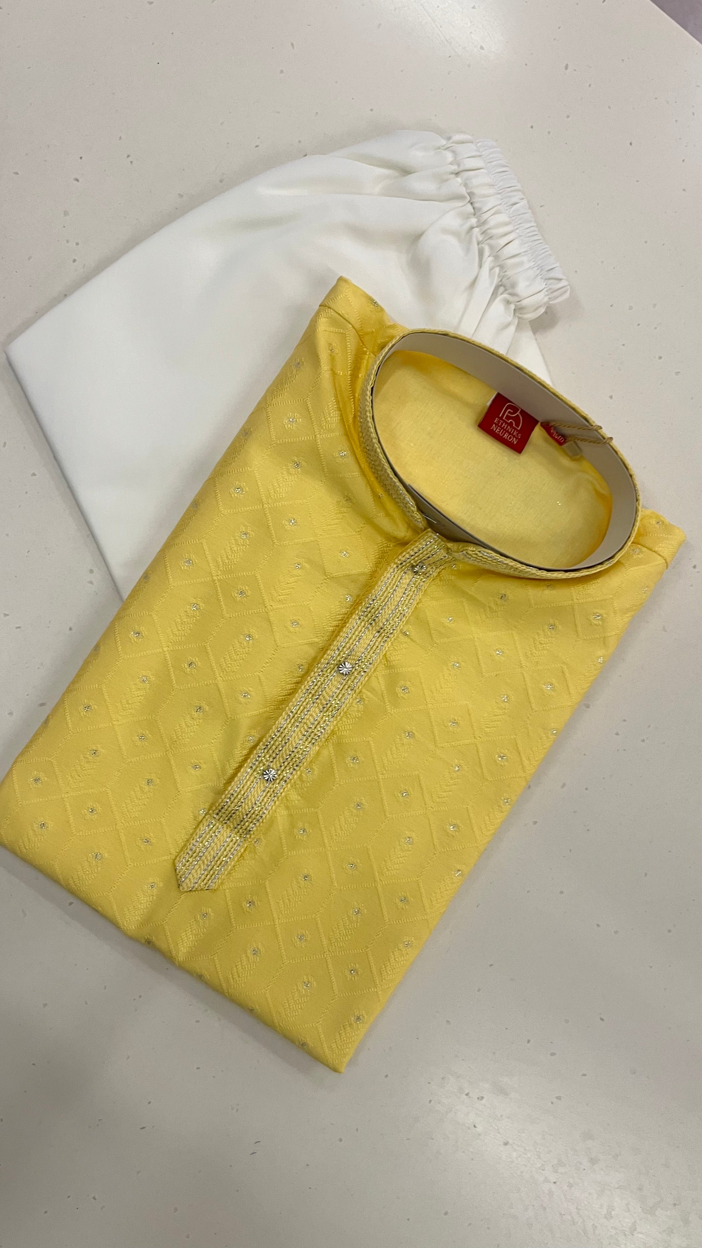 YELLOW KIDS KURTA PAJAMA SET