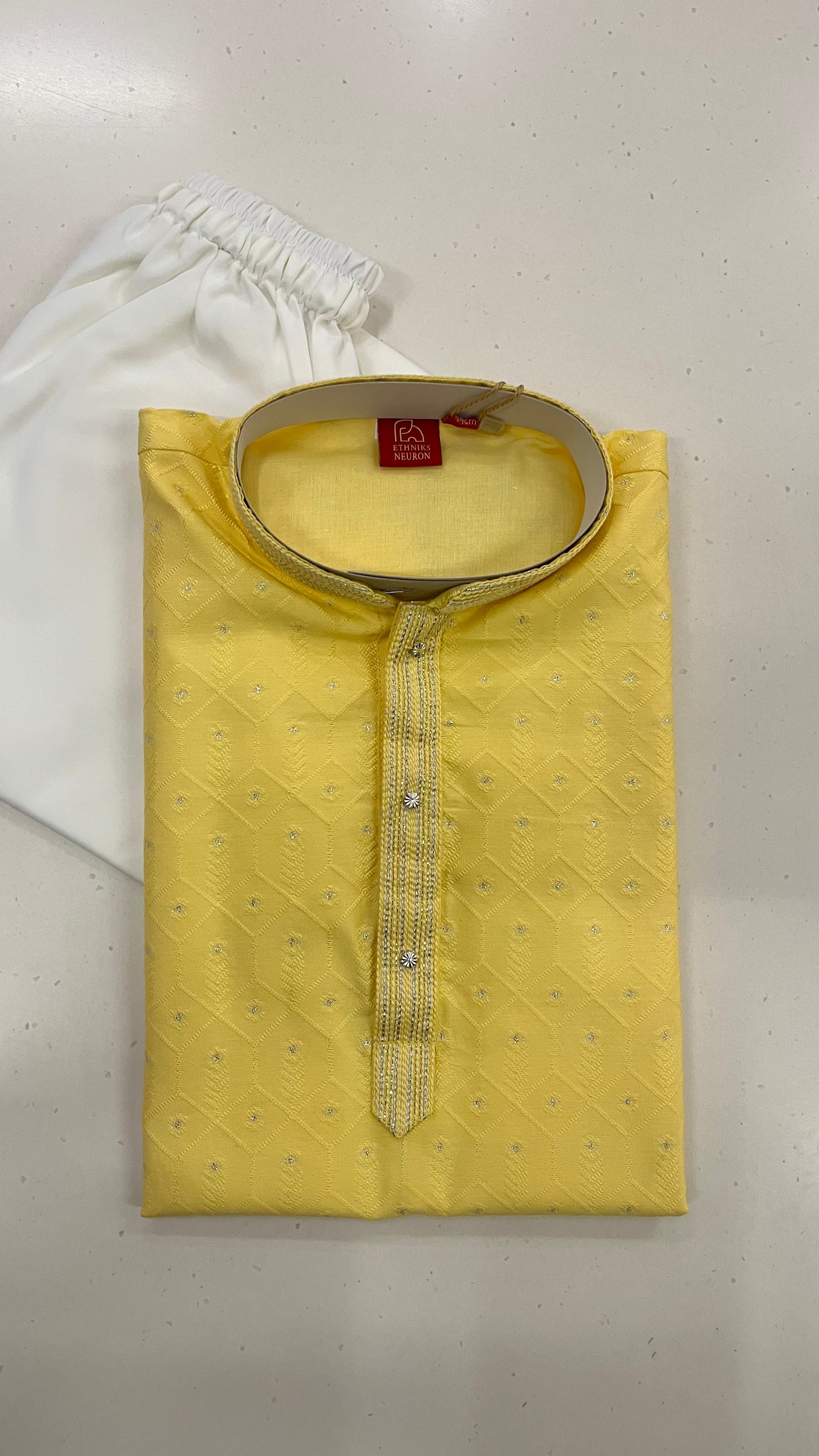 YELLOW KIDS KURTA PAJAMA SET
