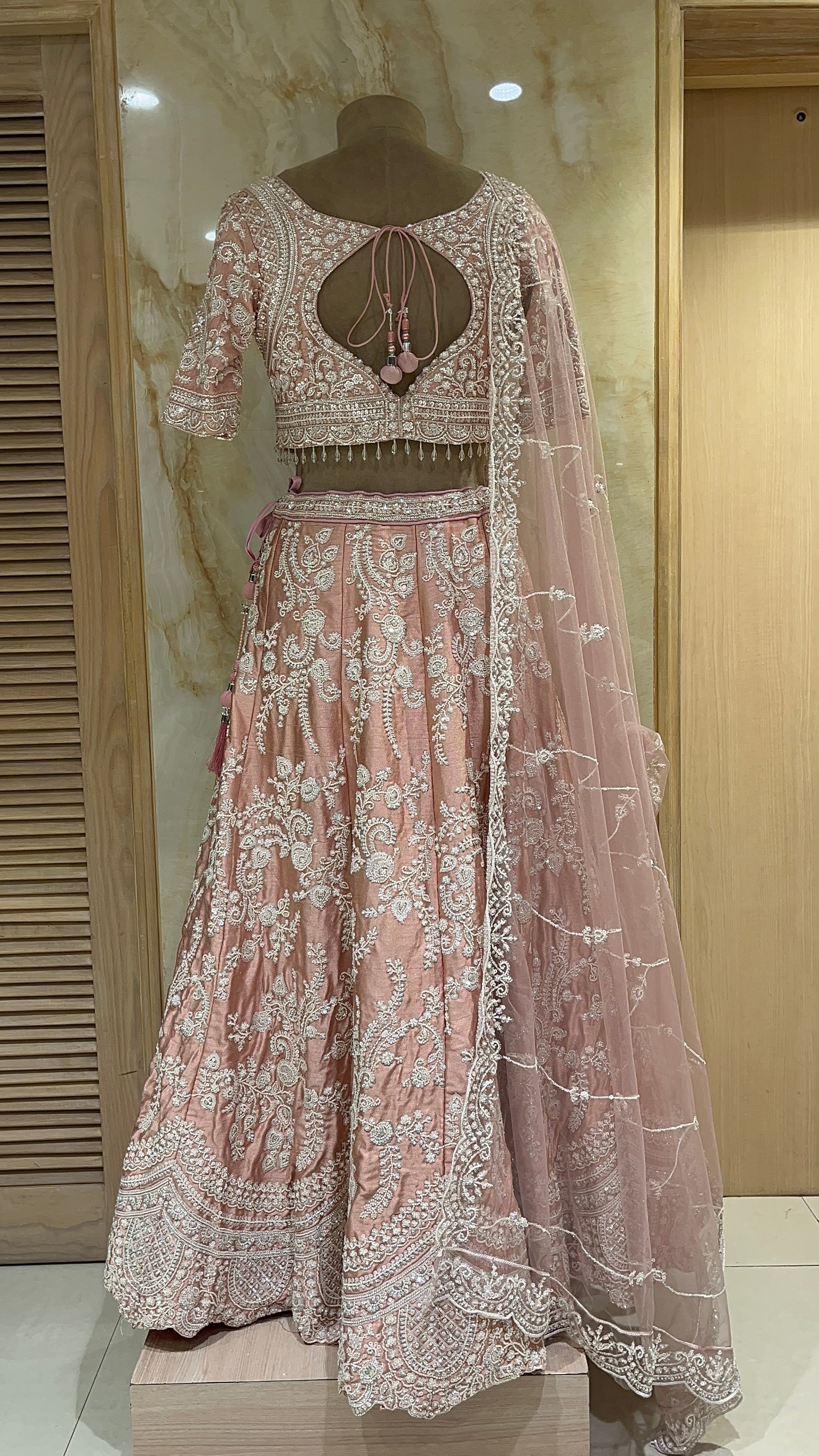 BLUSH PINK HEAVY EMBROIDERED DESIGNER LEHENGA SET