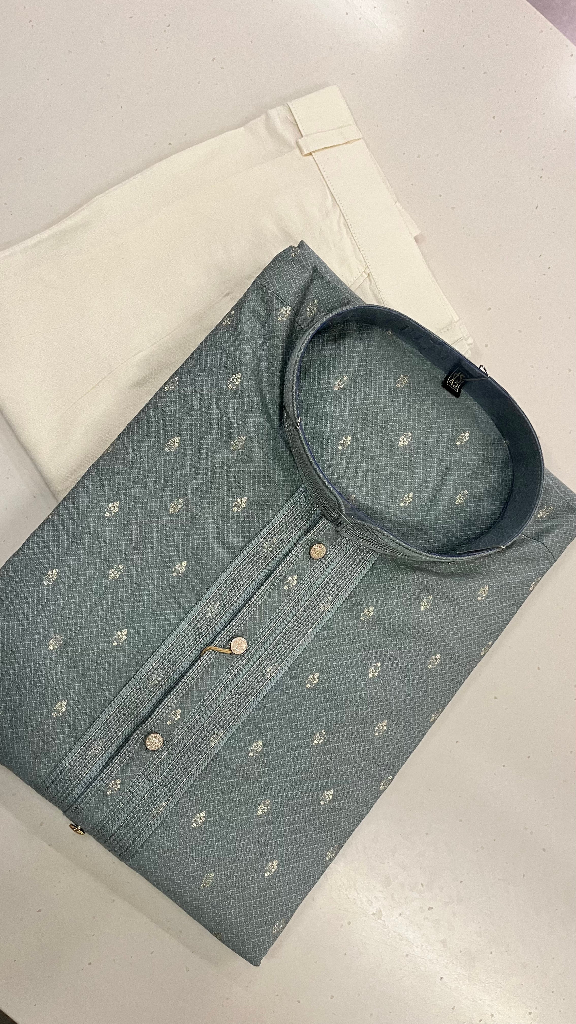 STEEL BLUE MEN’S KURTA PAJAMA SET