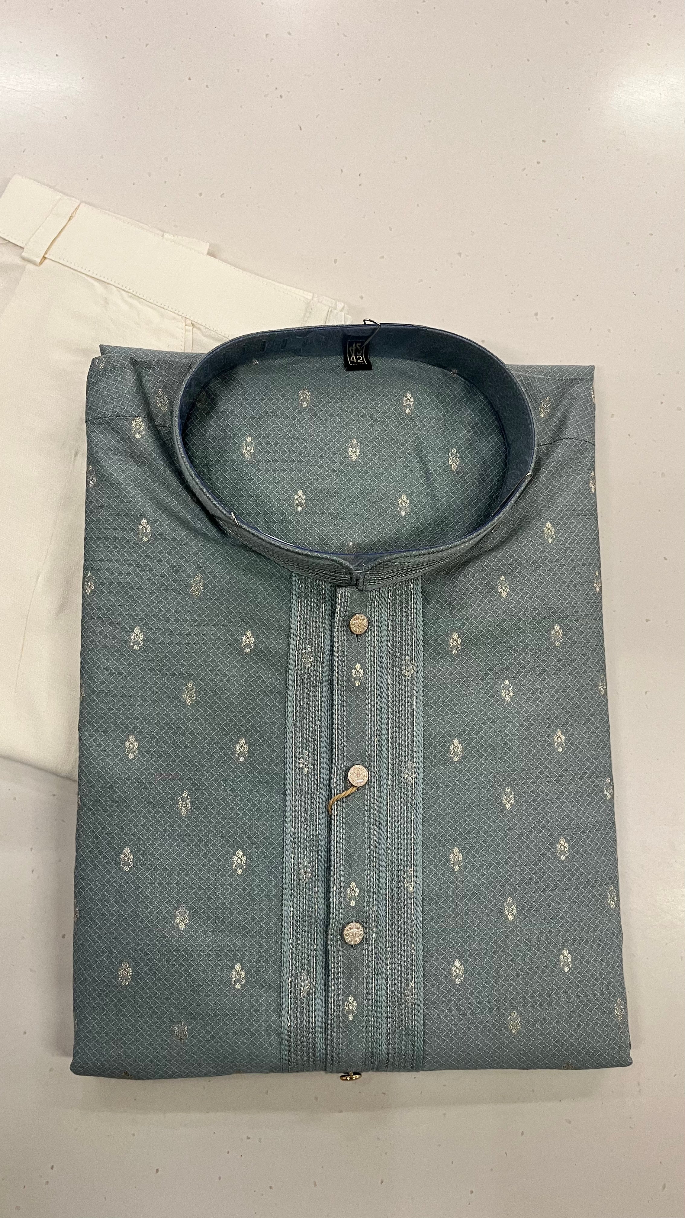 STEEL BLUE MEN’S KURTA PAJAMA SET
