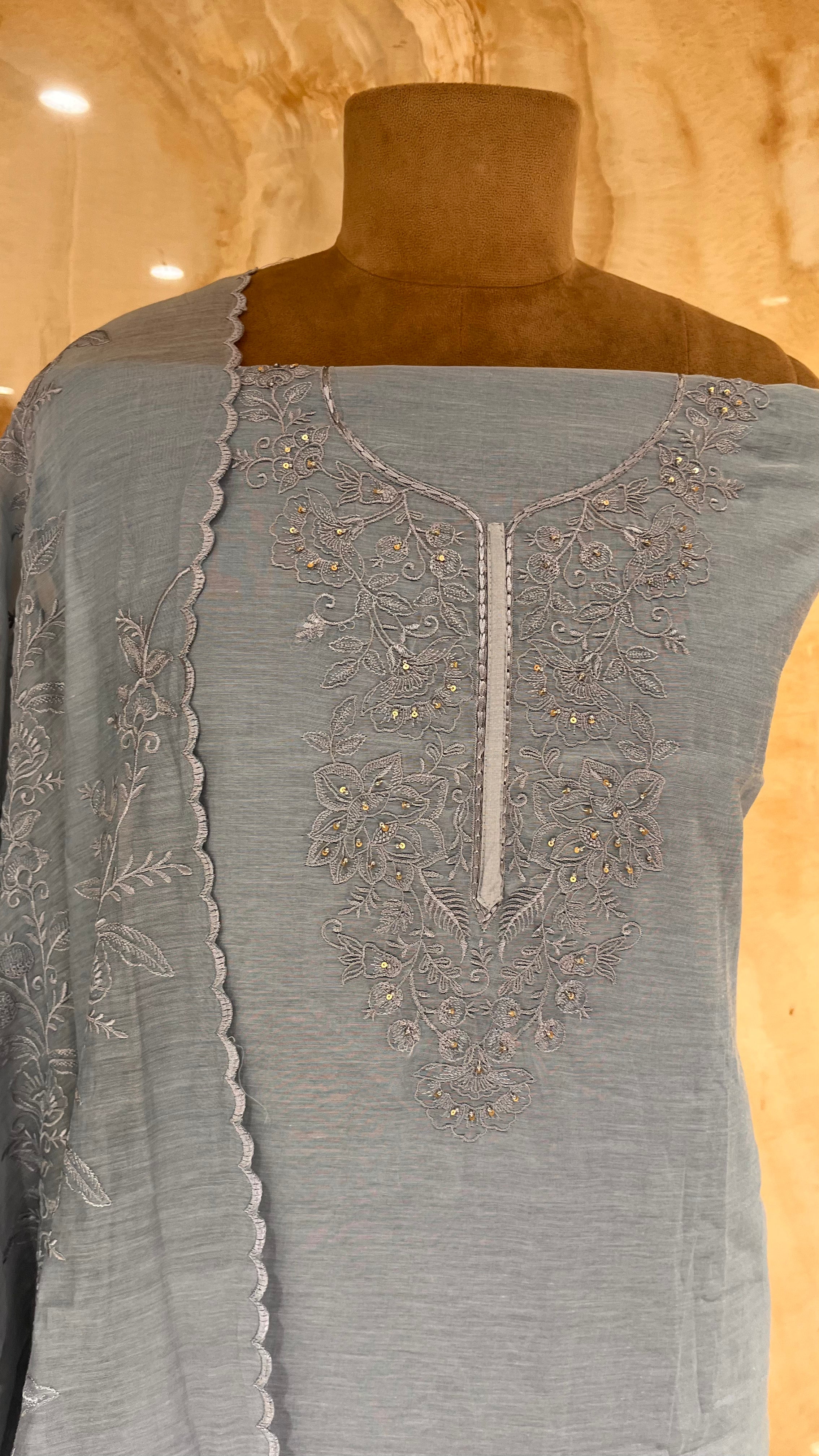 GRACEFUL EMBROIDERED UNSTITCHED SUIT SET