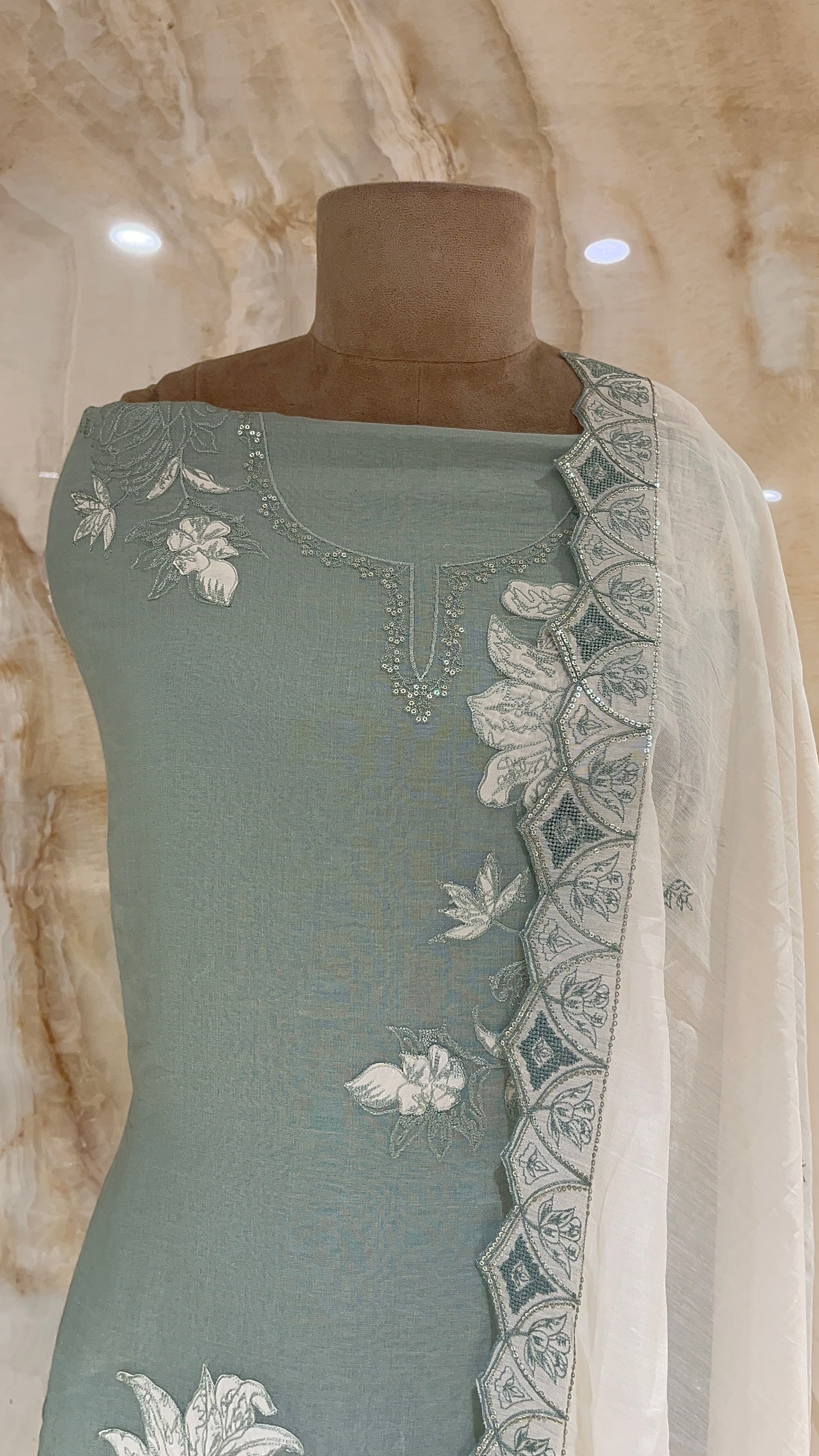 STYLISH DESIGNER EMBROIDERED UNSTITCHED SUIT SET