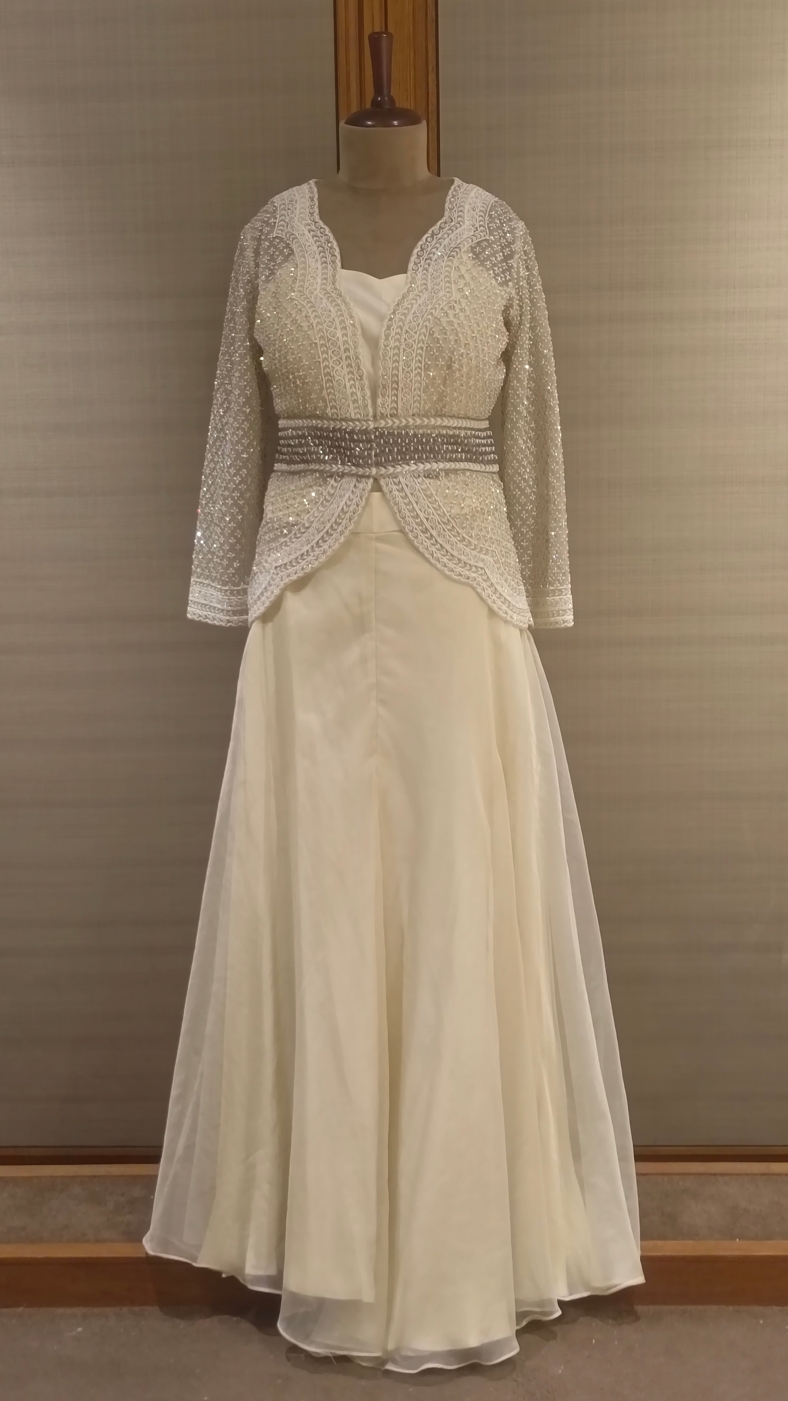 Off-White Organza Sharara Set with Intricate Embroidered Top