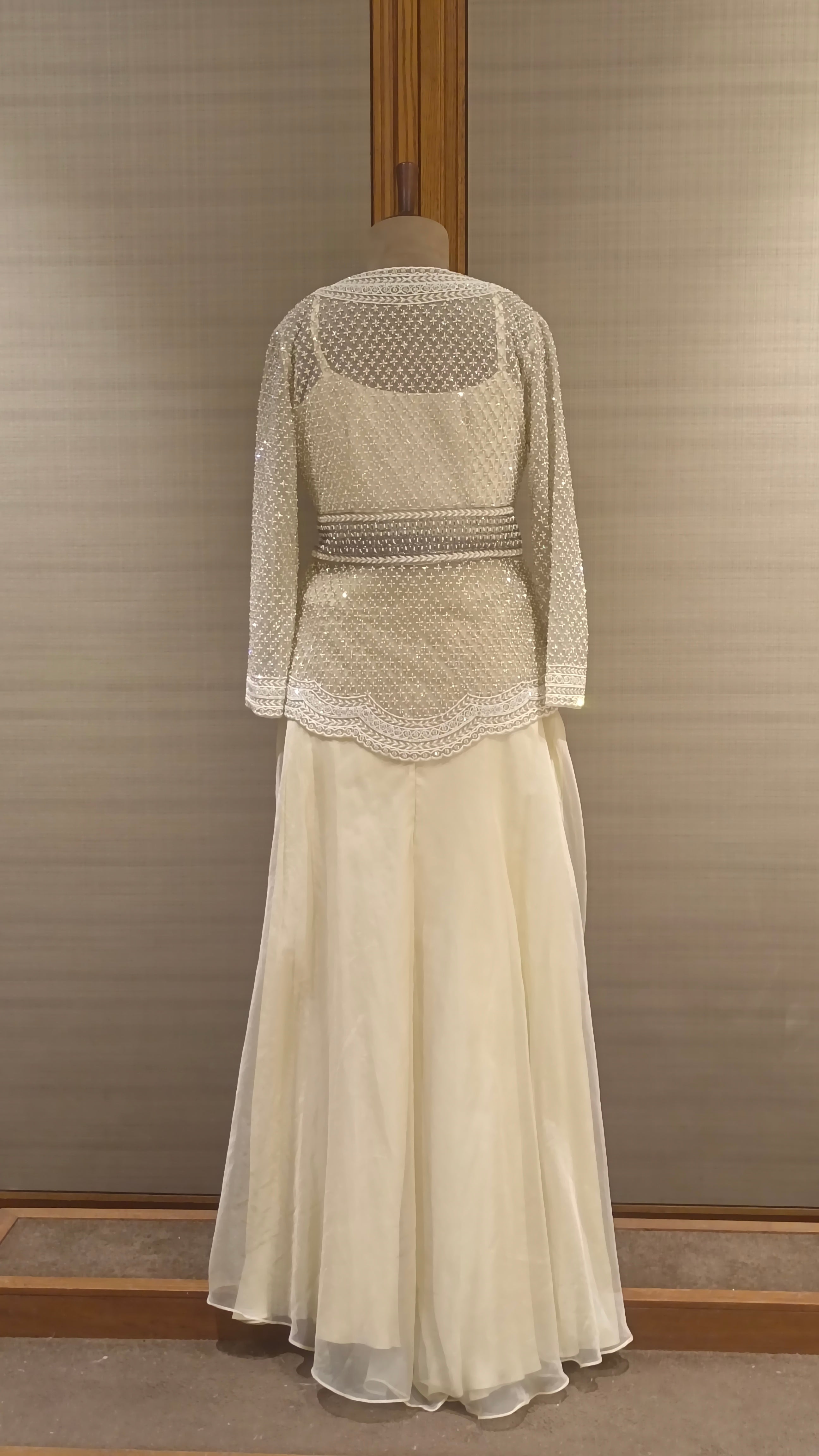 Off-White Organza Sharara Set with Intricate Embroidered Top