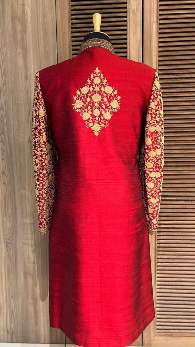 Red Color Sherwani Set