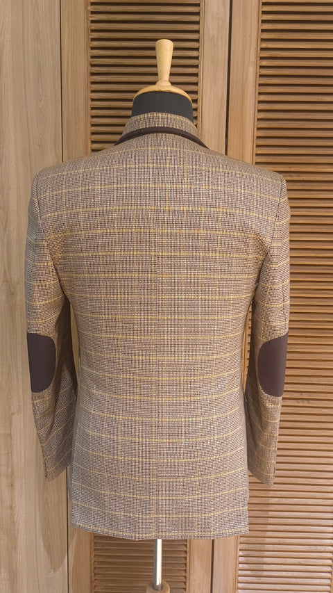 Beige Color Check Blazer