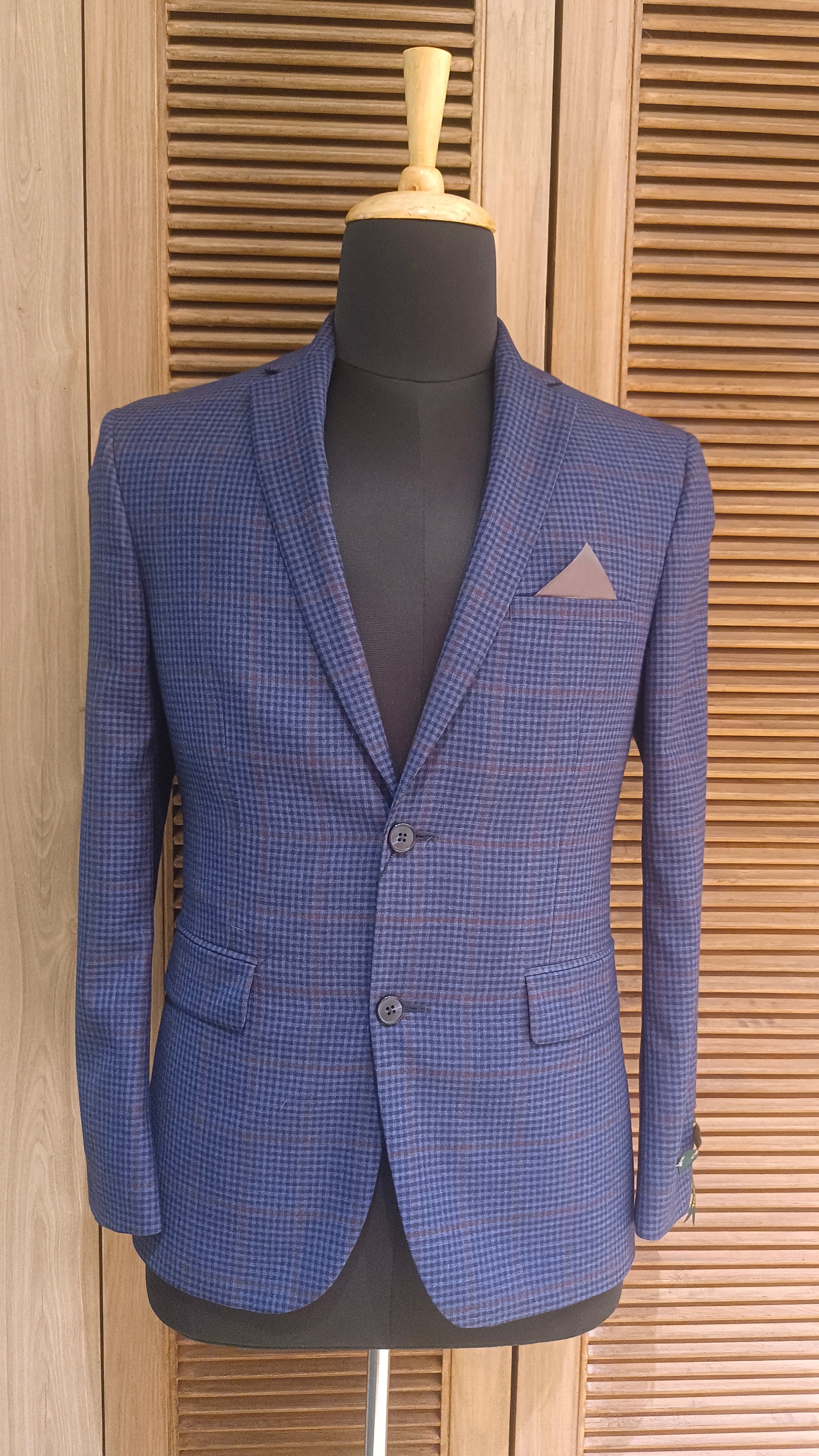 Stylish Terry Wool Check Blazer