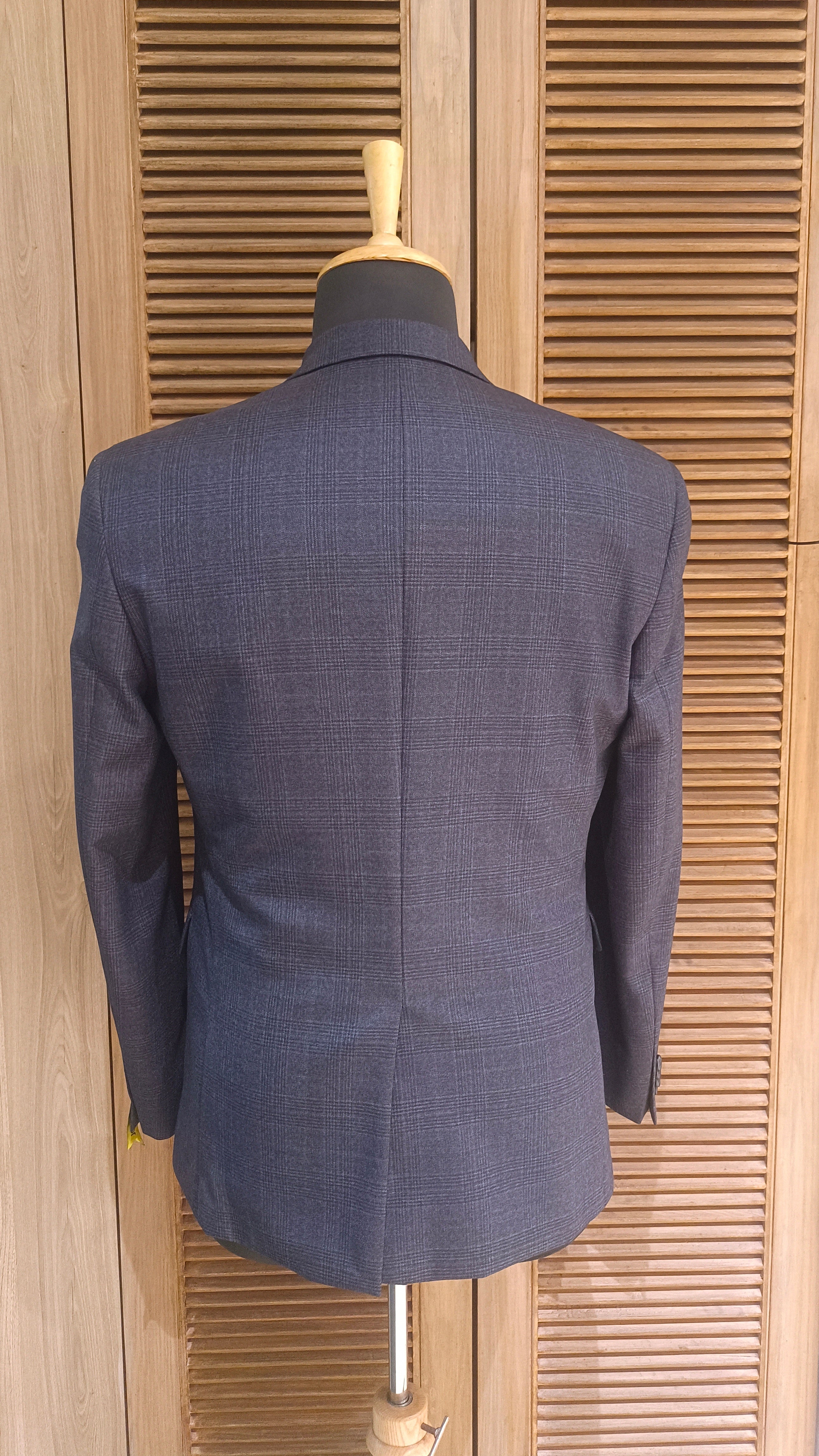 Dark Grey Terry Wool Check Blazer