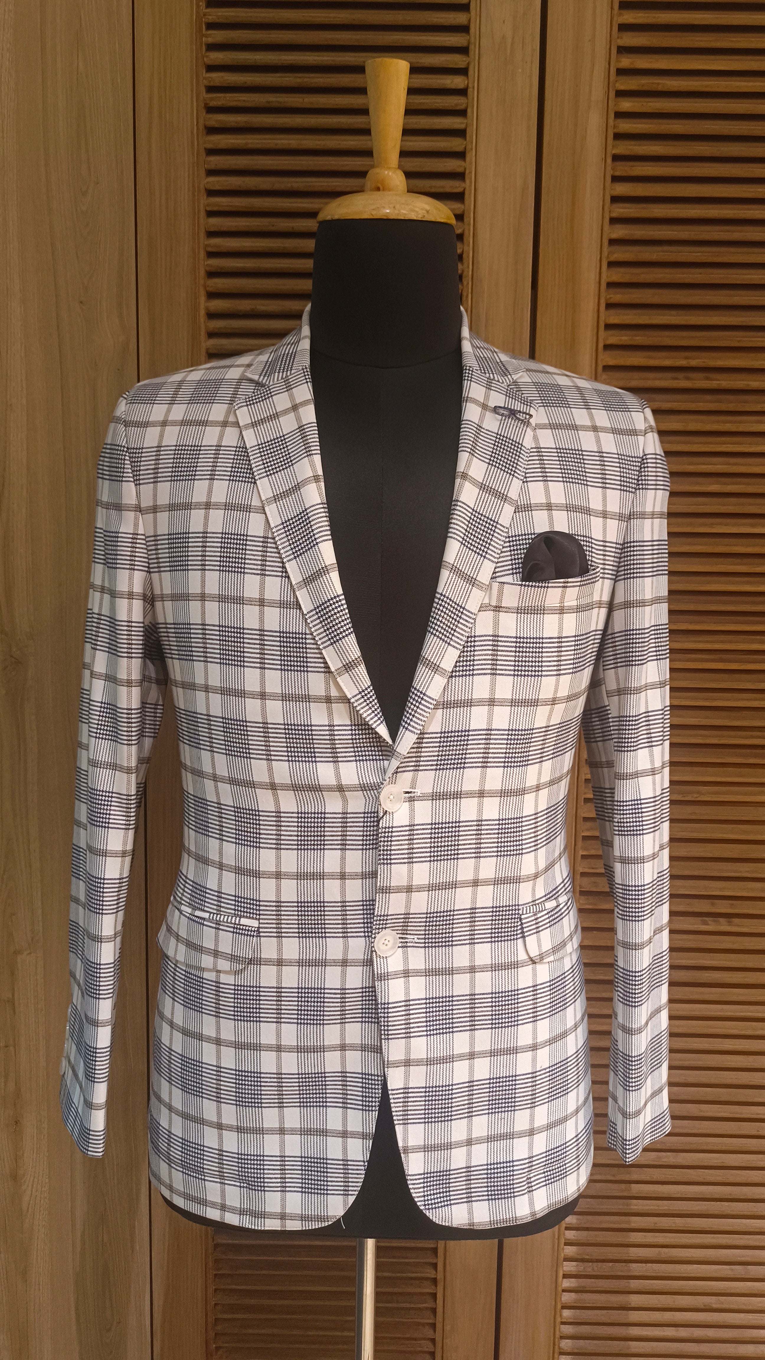 Stylish Terry Wool Check Blazer