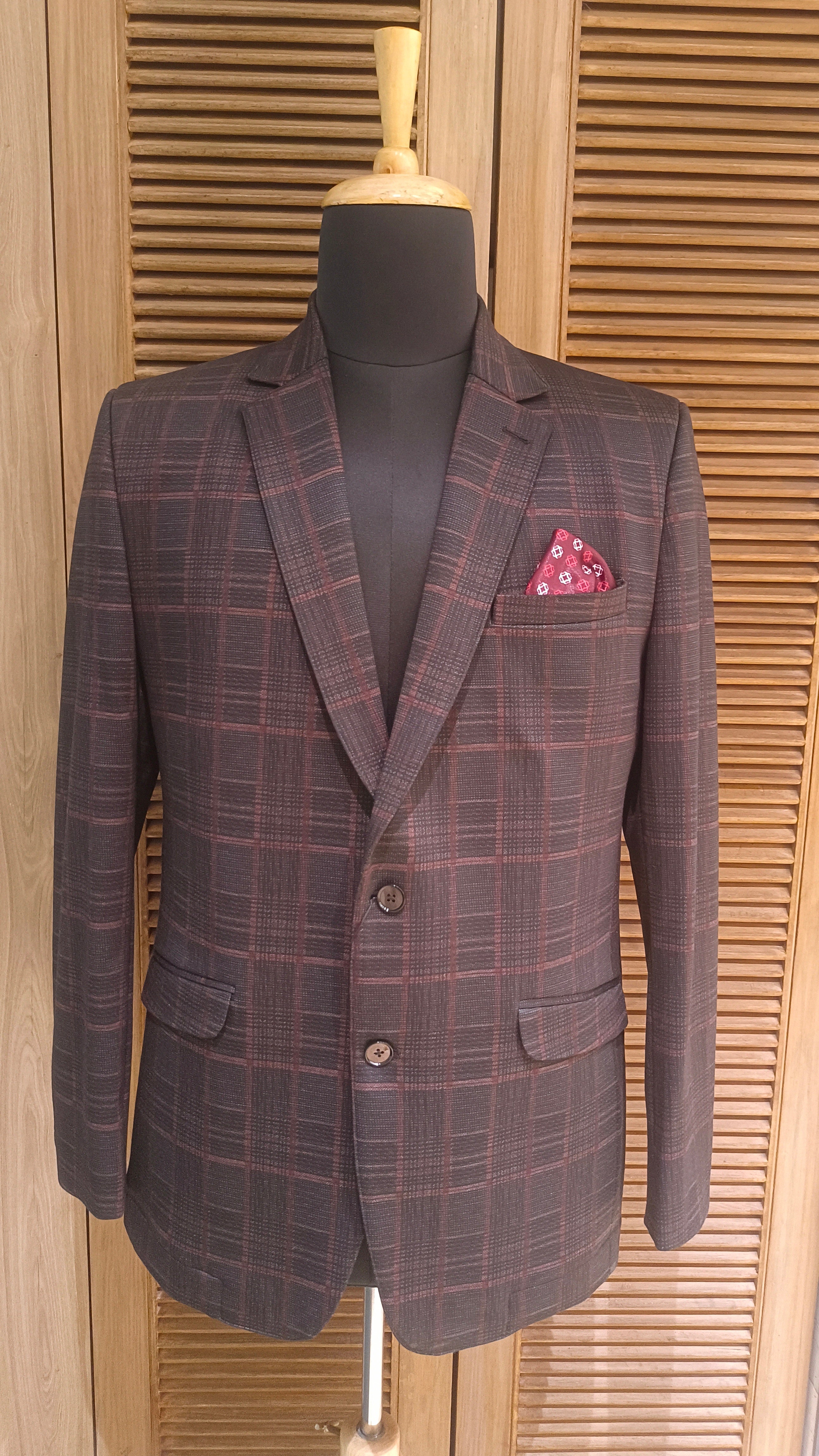 Stylish Terry Wool Check Blazer