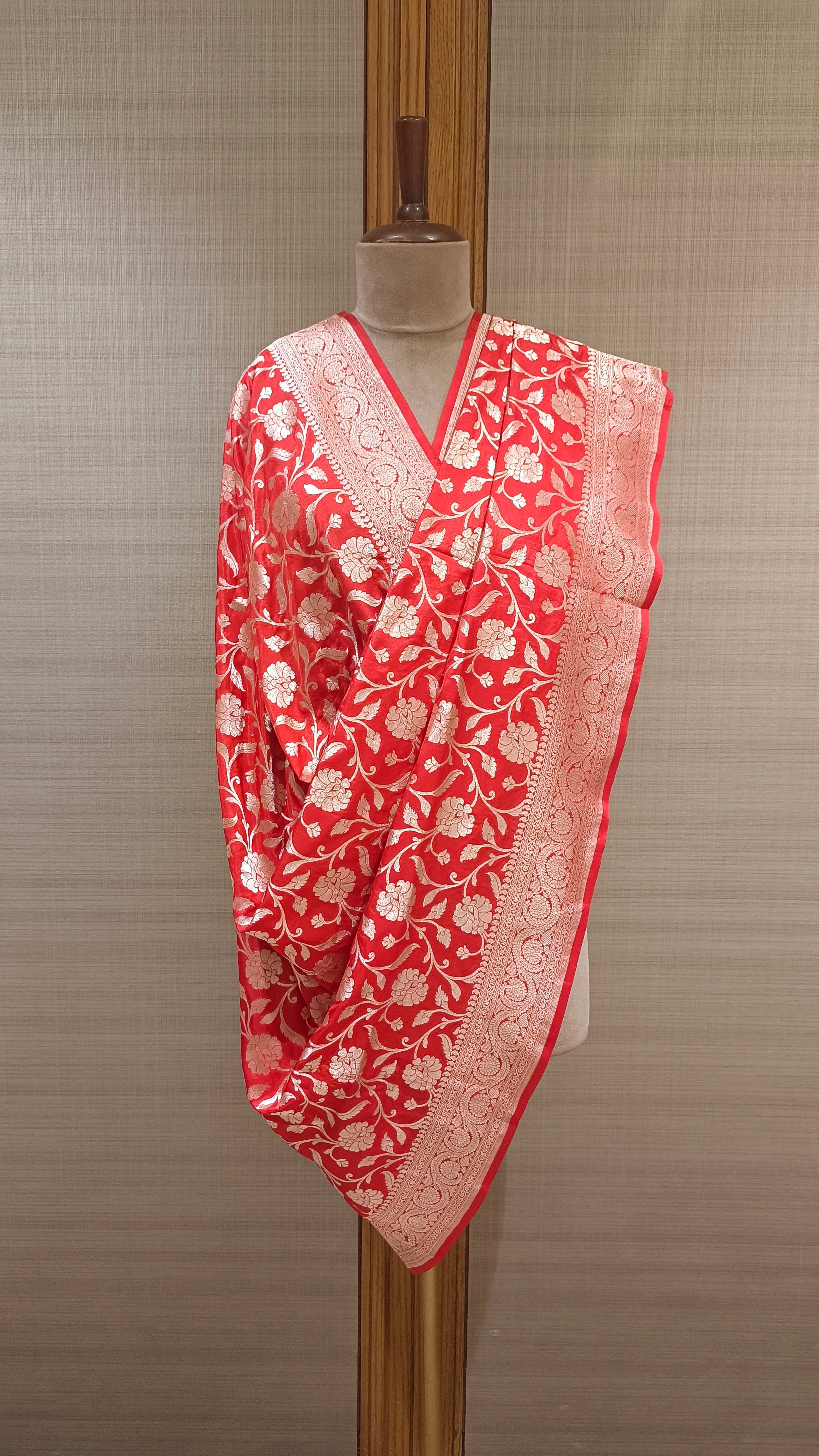Red Jaipuri Banarasi Dupatta
