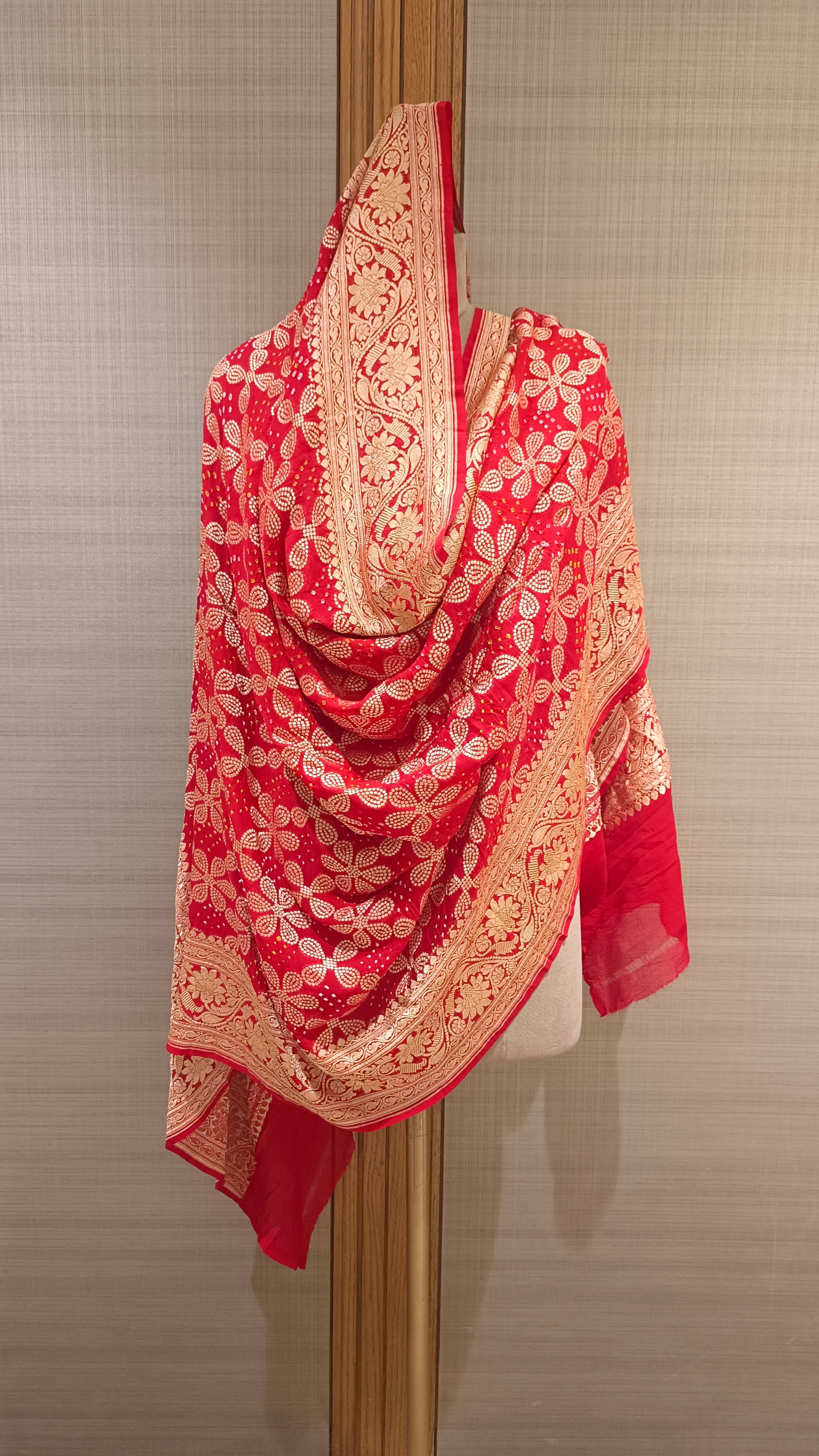 Red Jaipuri Banarasi Dupatta