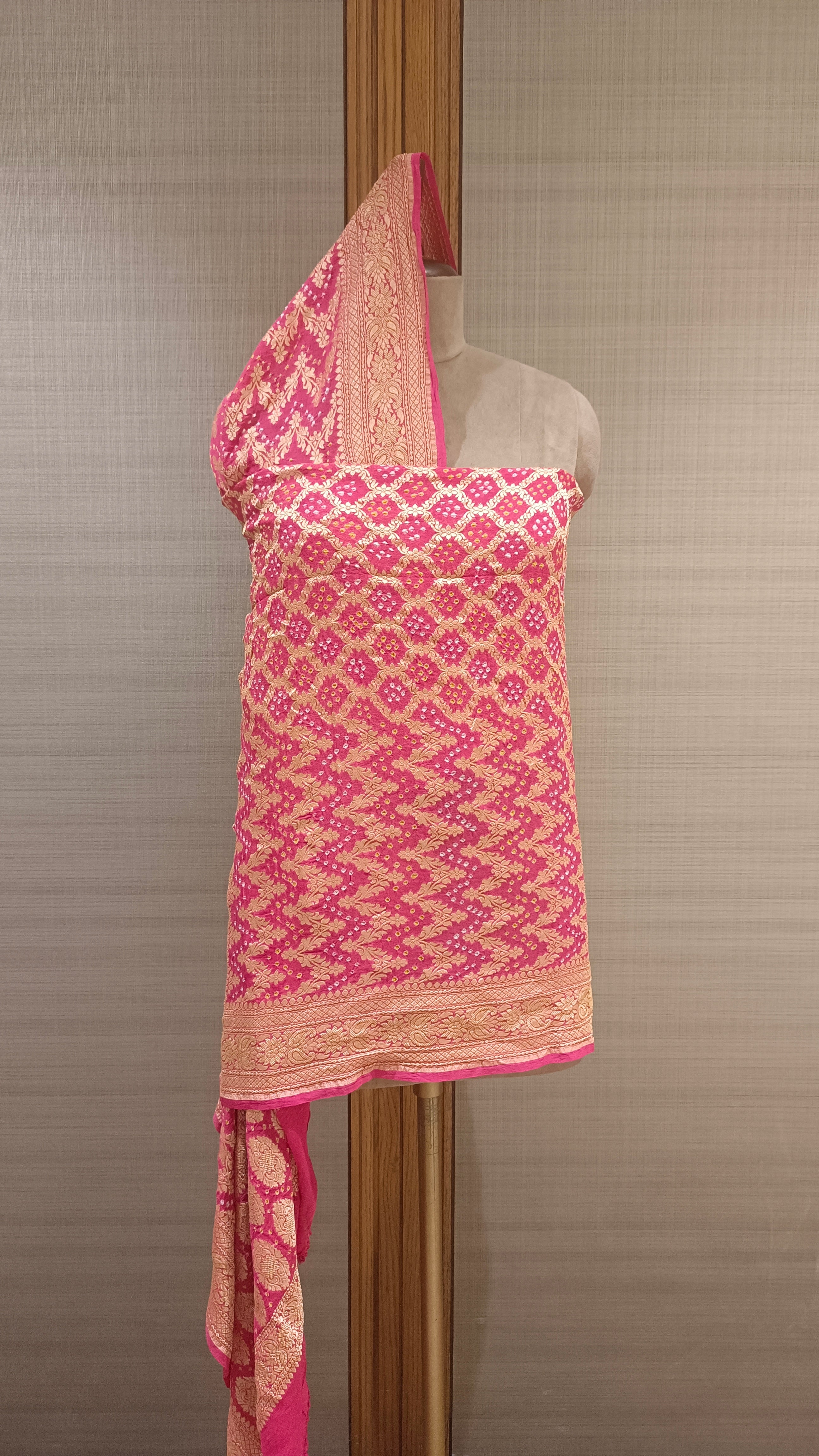 Hot Pink Jaipuri Banarasi Dupatta