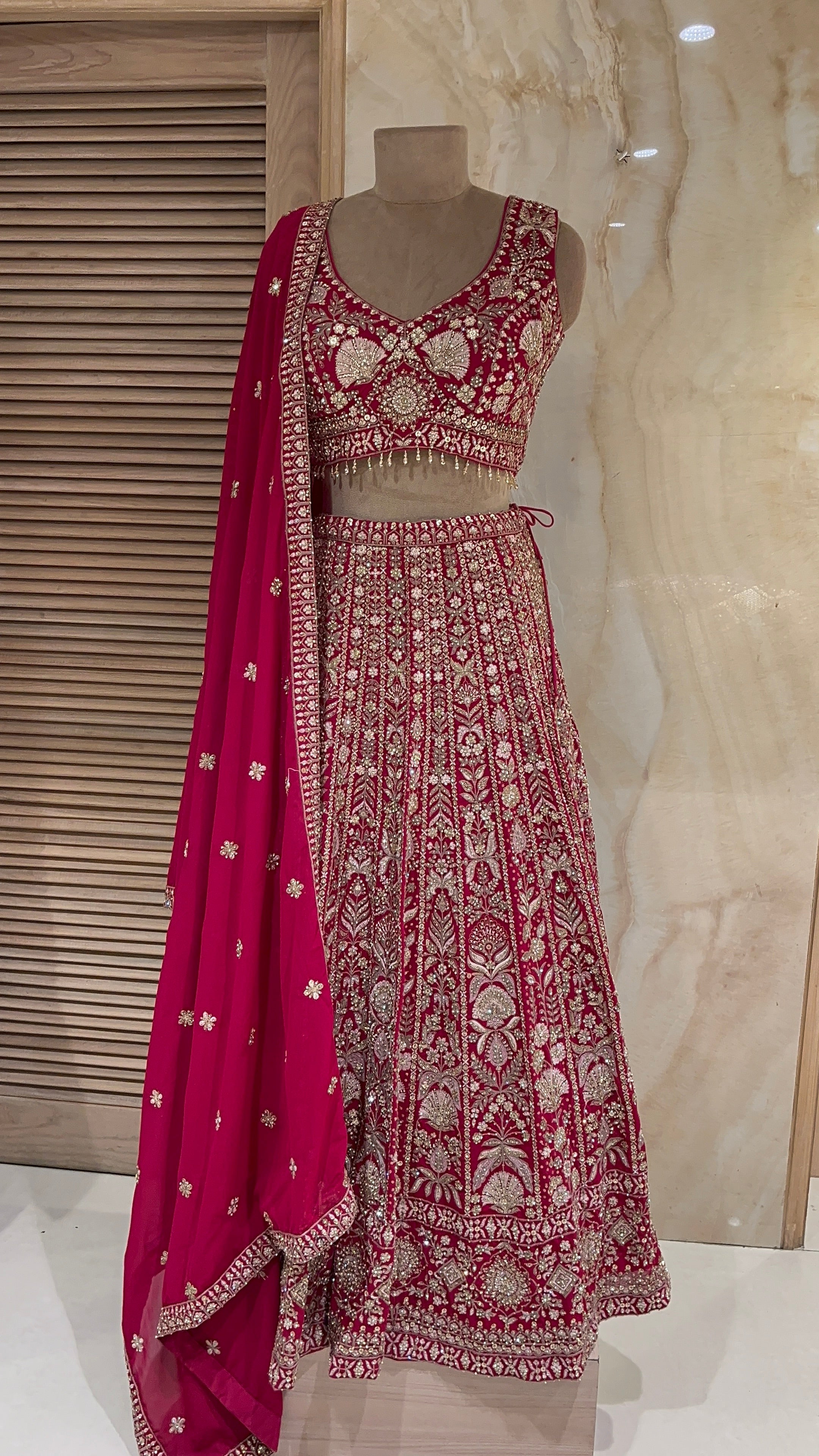 ELEGANT HOT PINK HEAVY EMBROIDERED DESIGNER LEHENGA CHOLI WITH DUPATTA