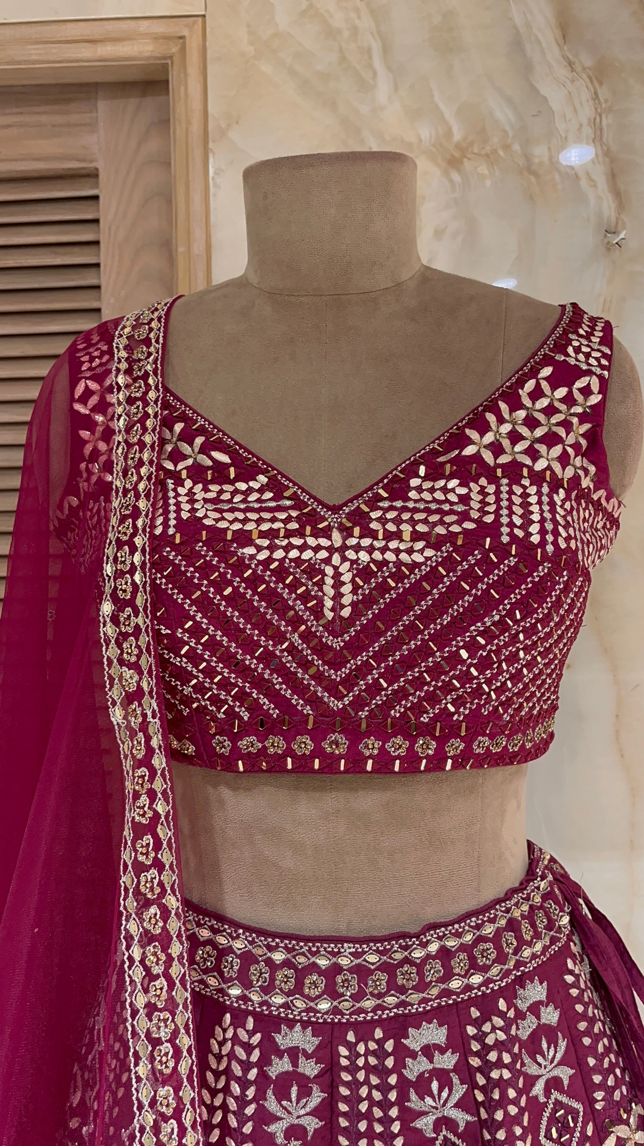 ELEGANT WINE MAROON HEAVY EMBROIDERED DESIGNER LEHENGA CHOLI WITH DUPATTA