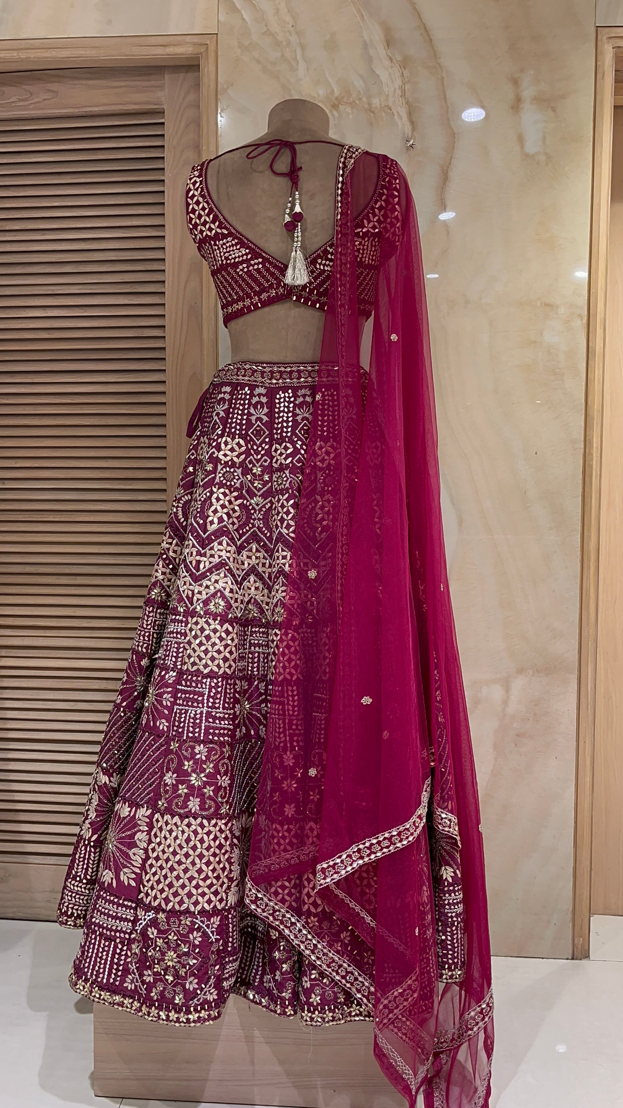 ELEGANT WINE MAROON HEAVY EMBROIDERED DESIGNER LEHENGA CHOLI WITH DUPATTA