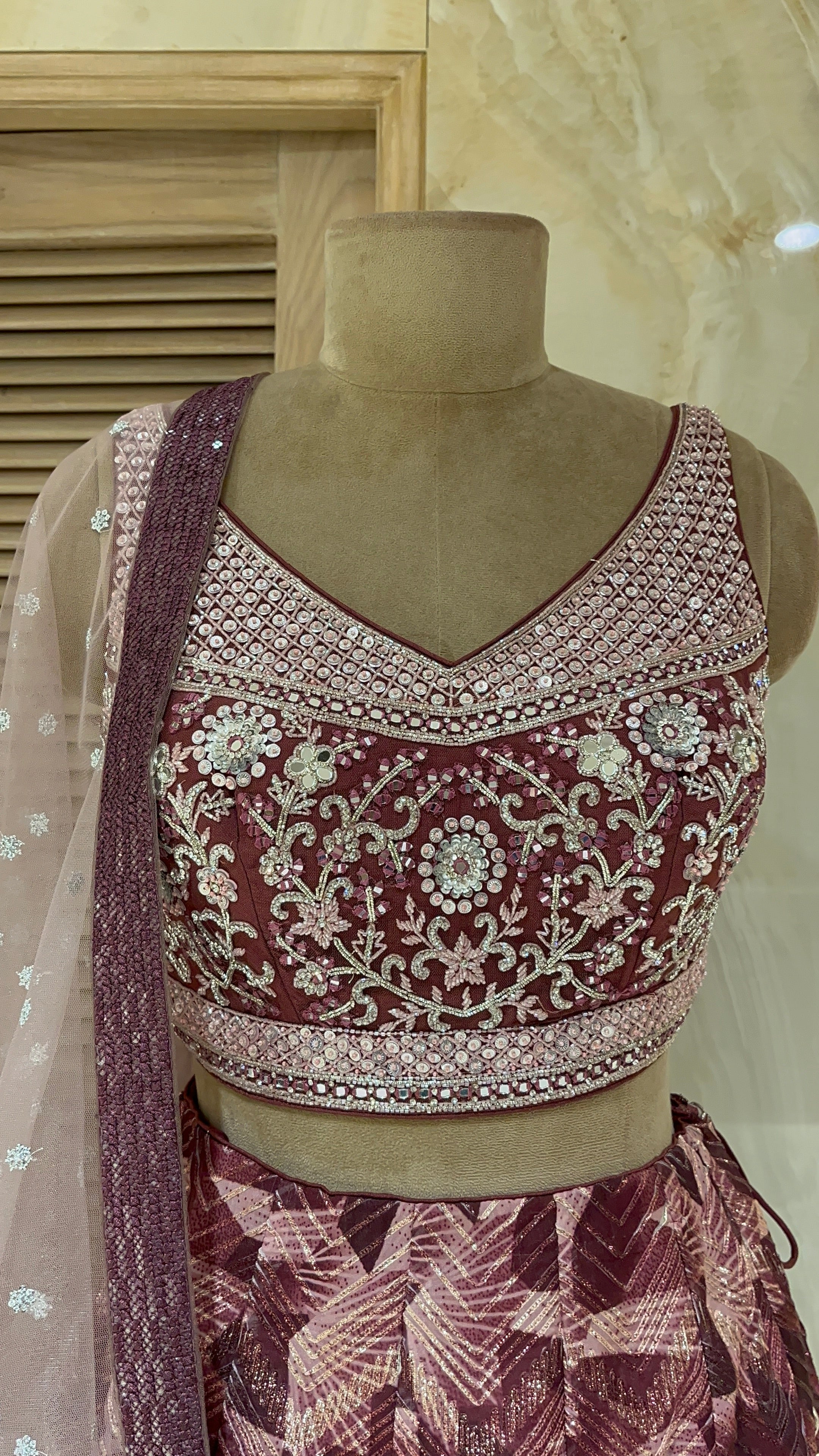 ELEGANT MAUVE EMBROIDERED DESIGNER LEHENGA SET