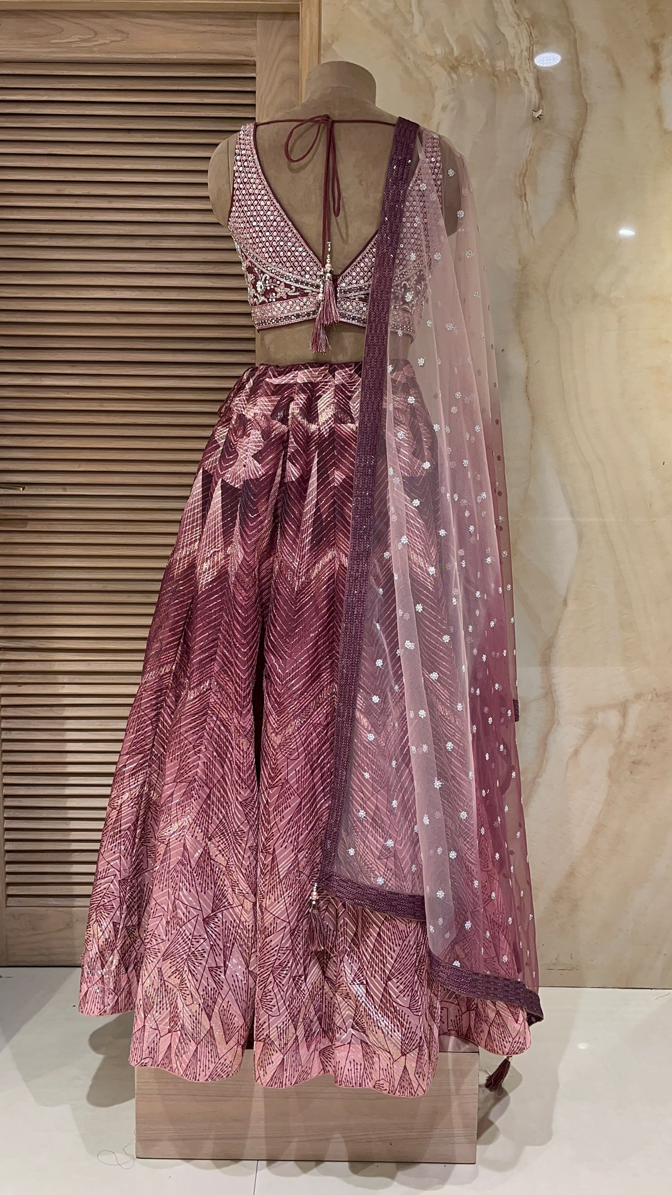 ELEGANT MAUVE EMBROIDERED DESIGNER LEHENGA SET