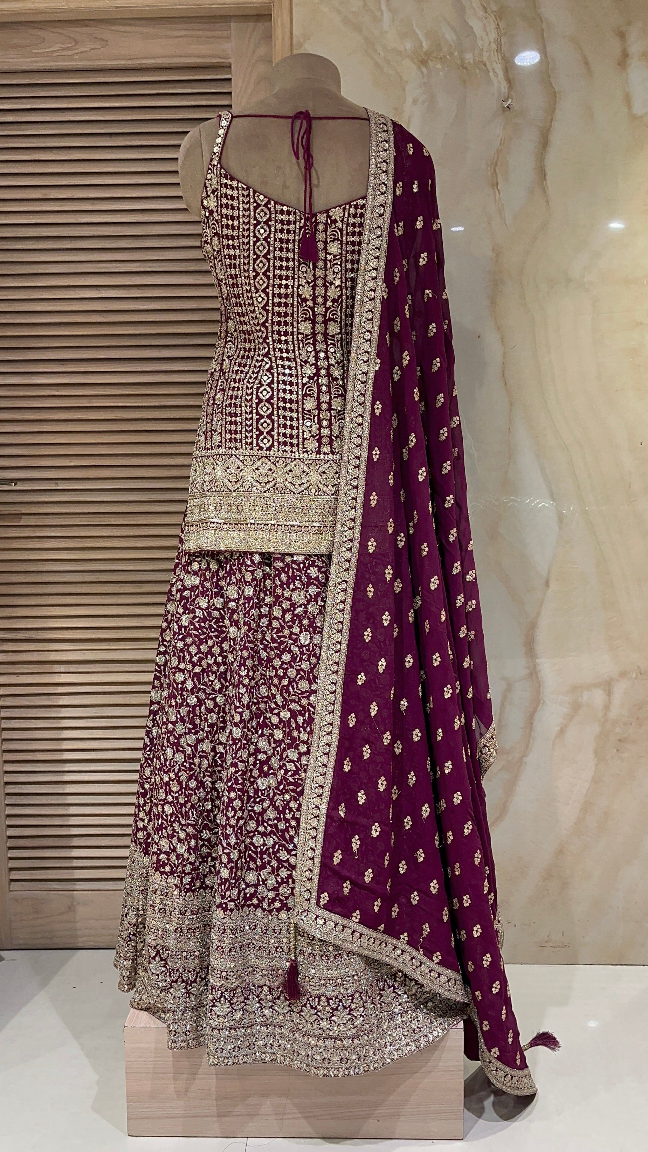 ELEGANT WINE PURPLE HEAVY EMBROIDERED DESIGNER LEHENGA SET