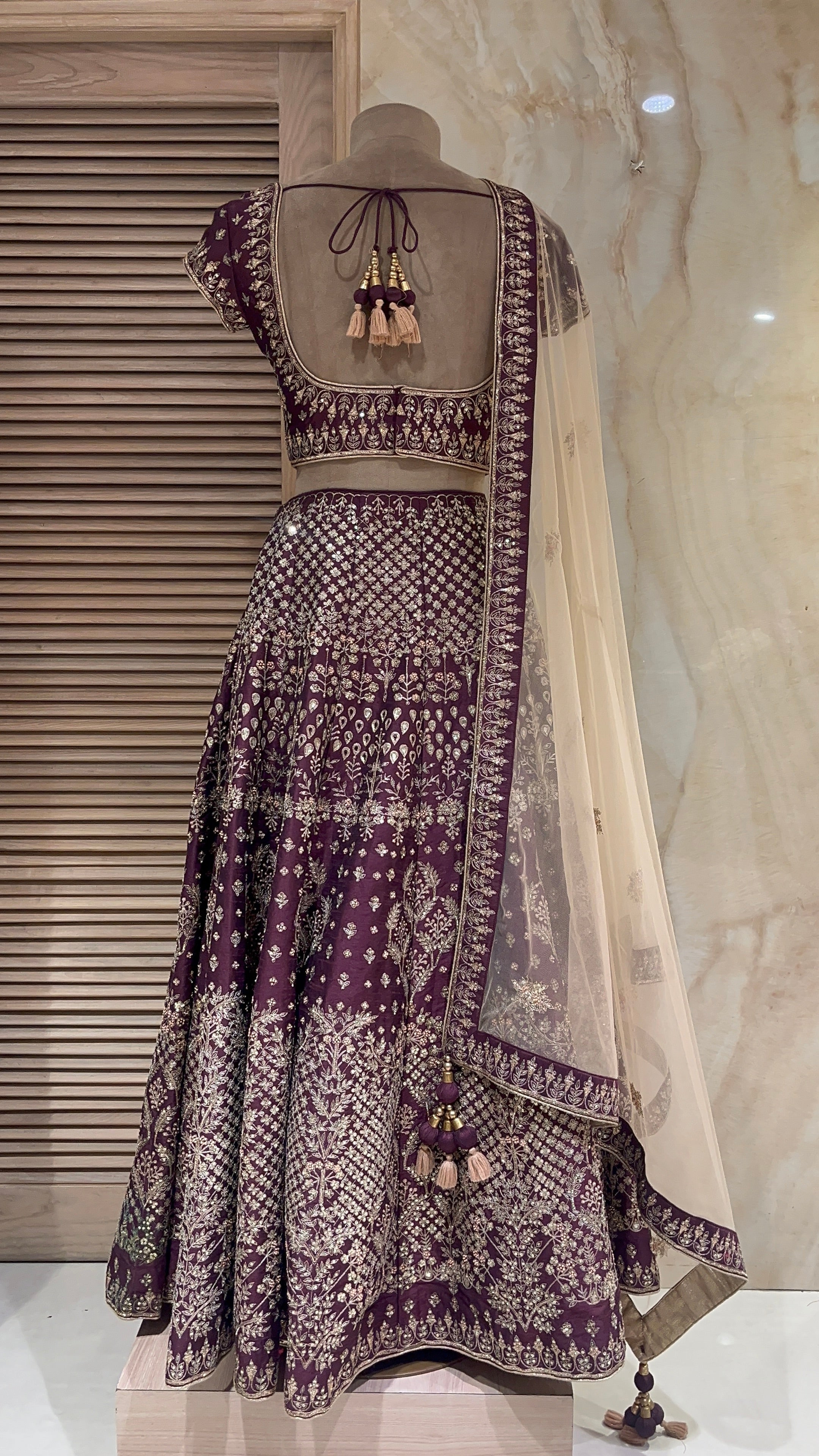 ROYAL MAROON EMBROIDERED DESIGNER LEHENGA SET