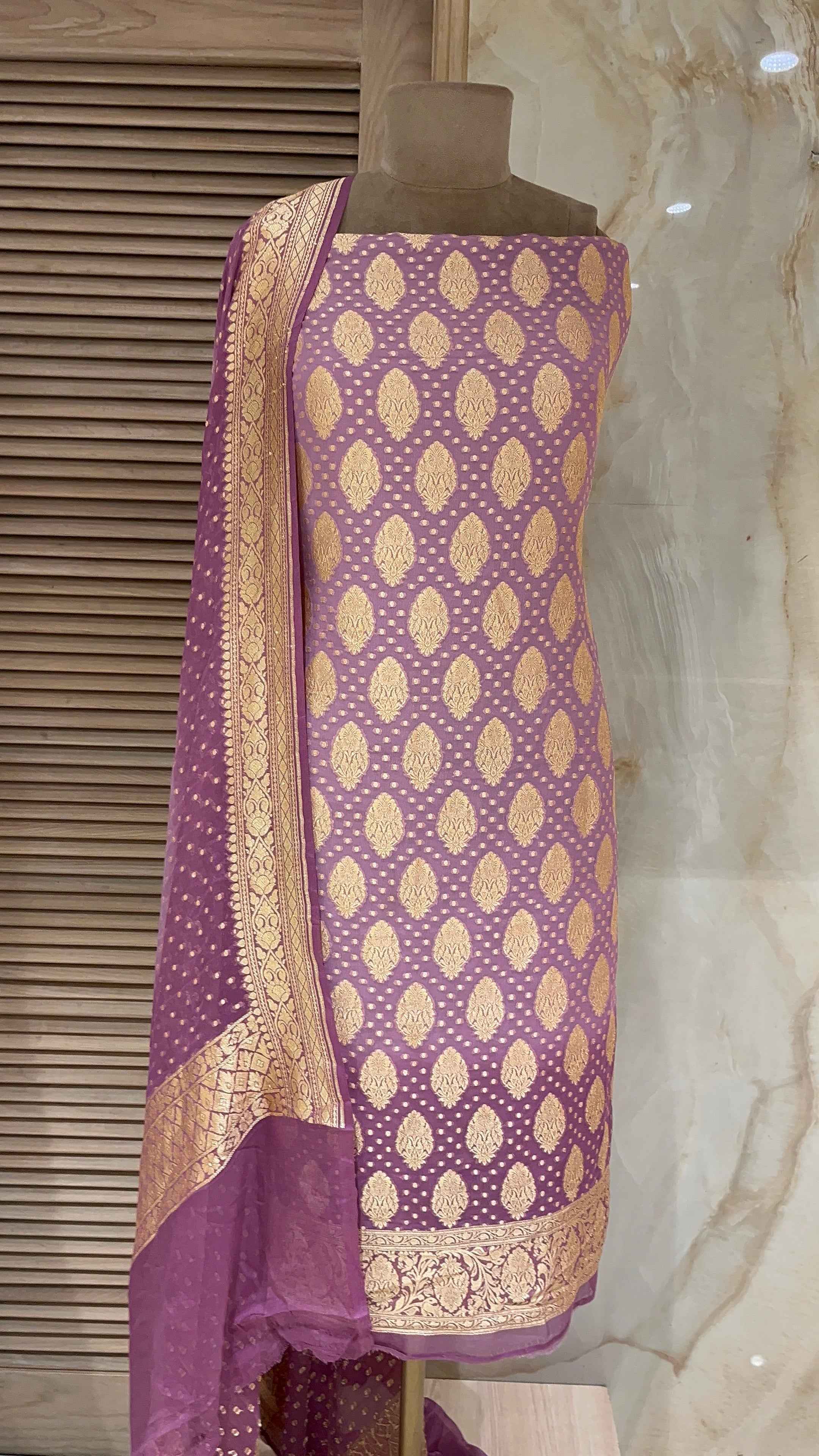 LUXURIOUS PURPLE BANARASI UNSTITCHED SUIT SET