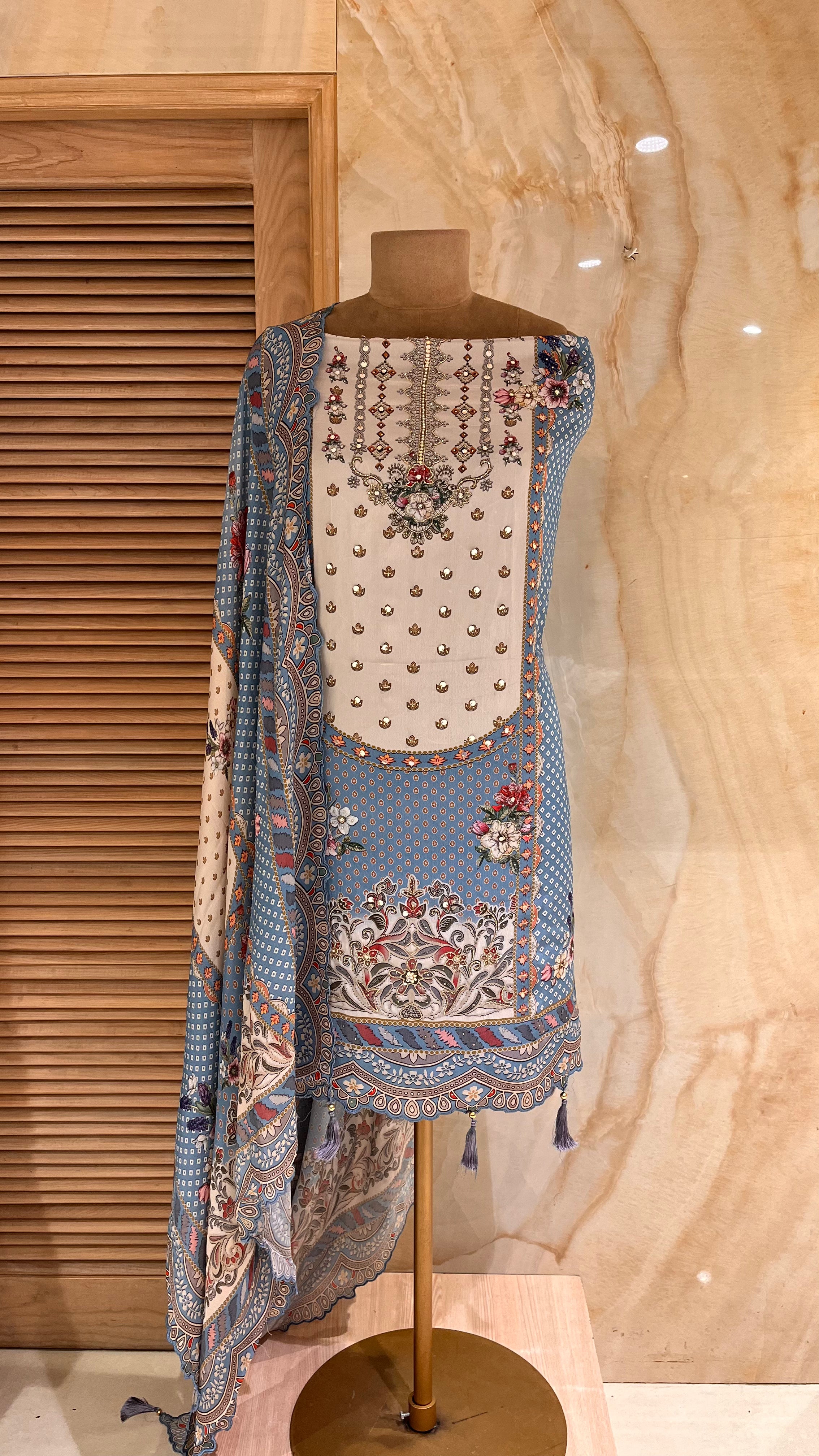 PREMIUM EMBROIDERED UNSTITCHED SUIT SET
