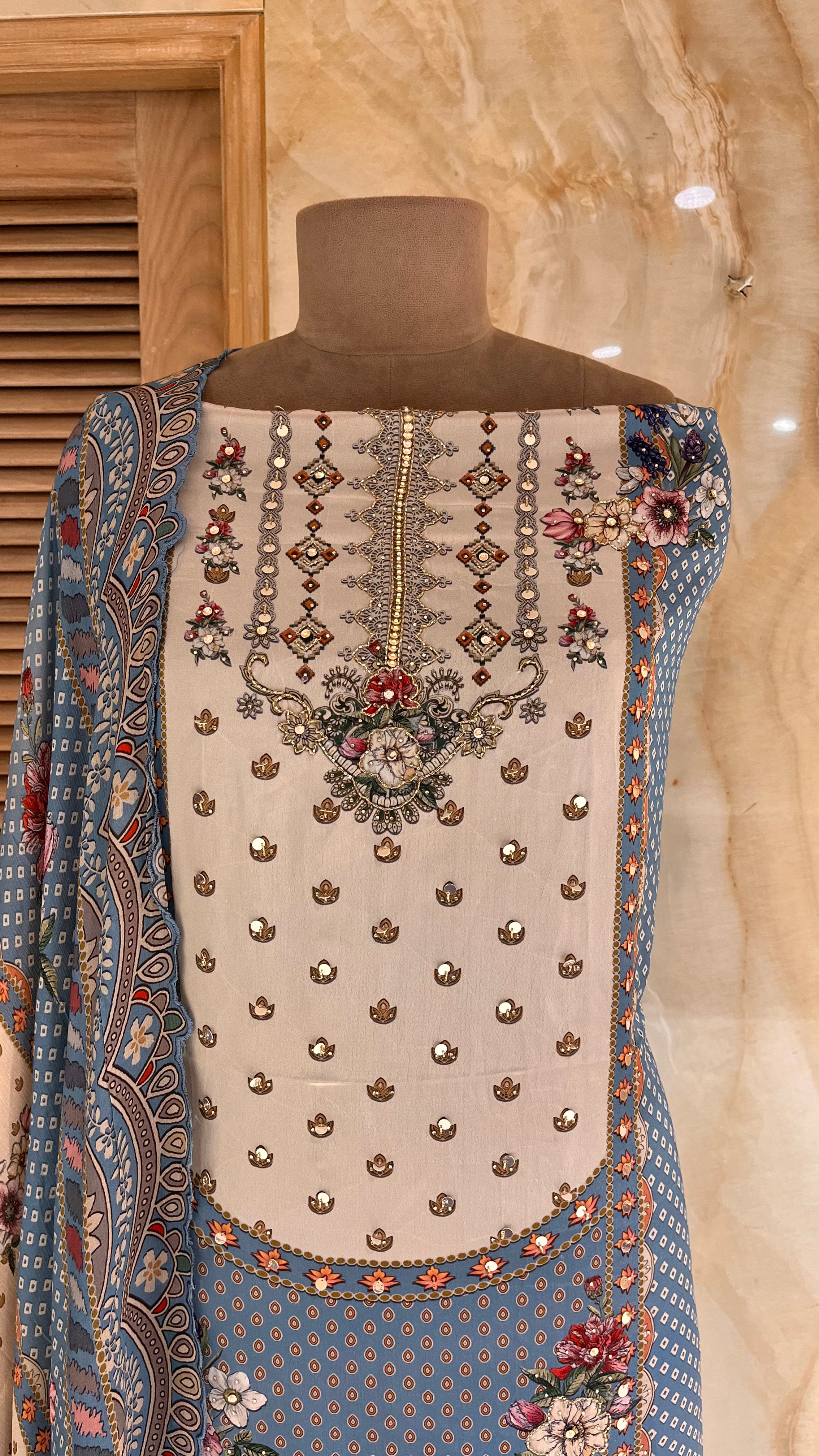 PREMIUM EMBROIDERED UNSTITCHED SUIT SET